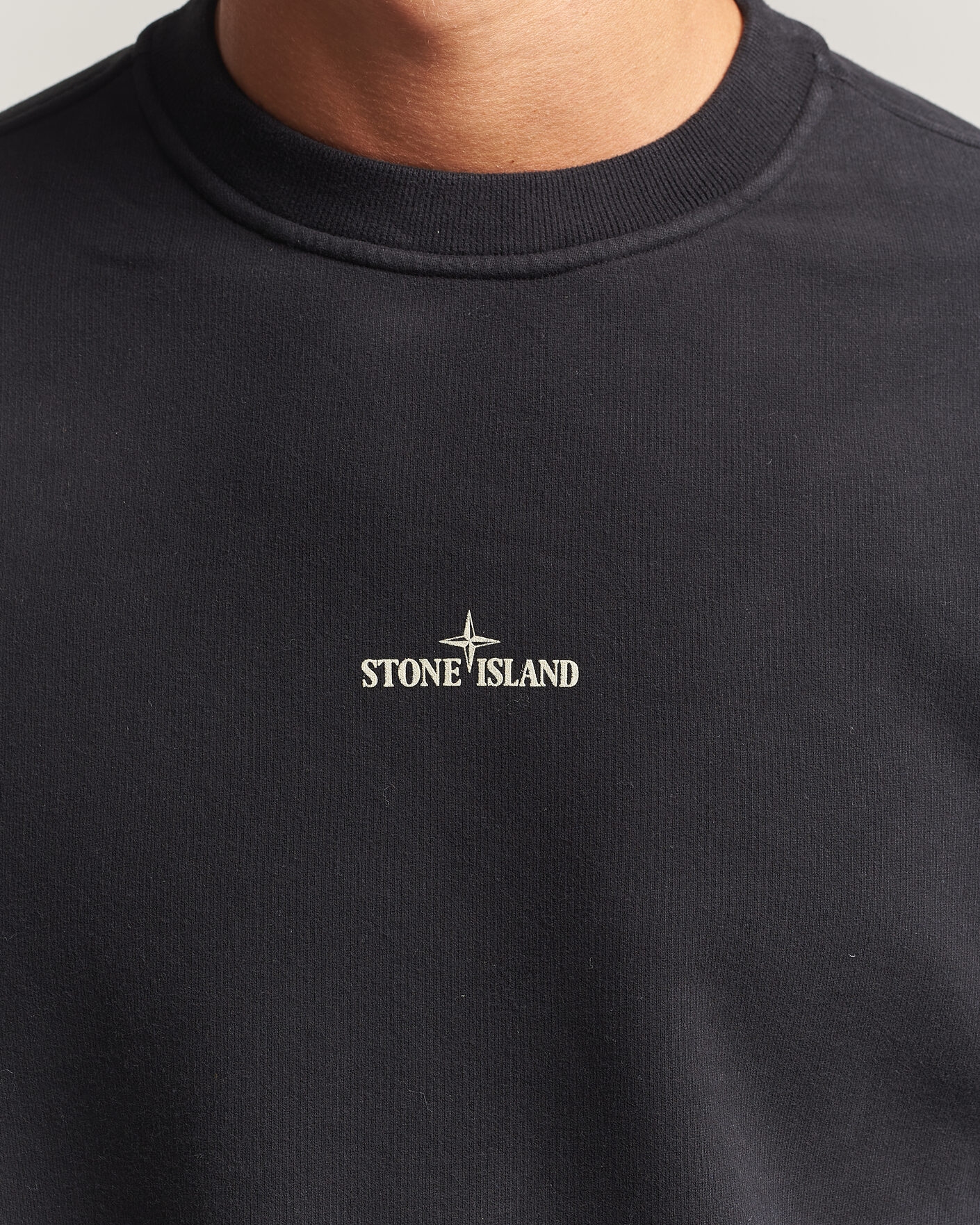 Mies | Puserot | Stone Island | Cotton Fleece Blurred Compas Print Sweatshirt Black