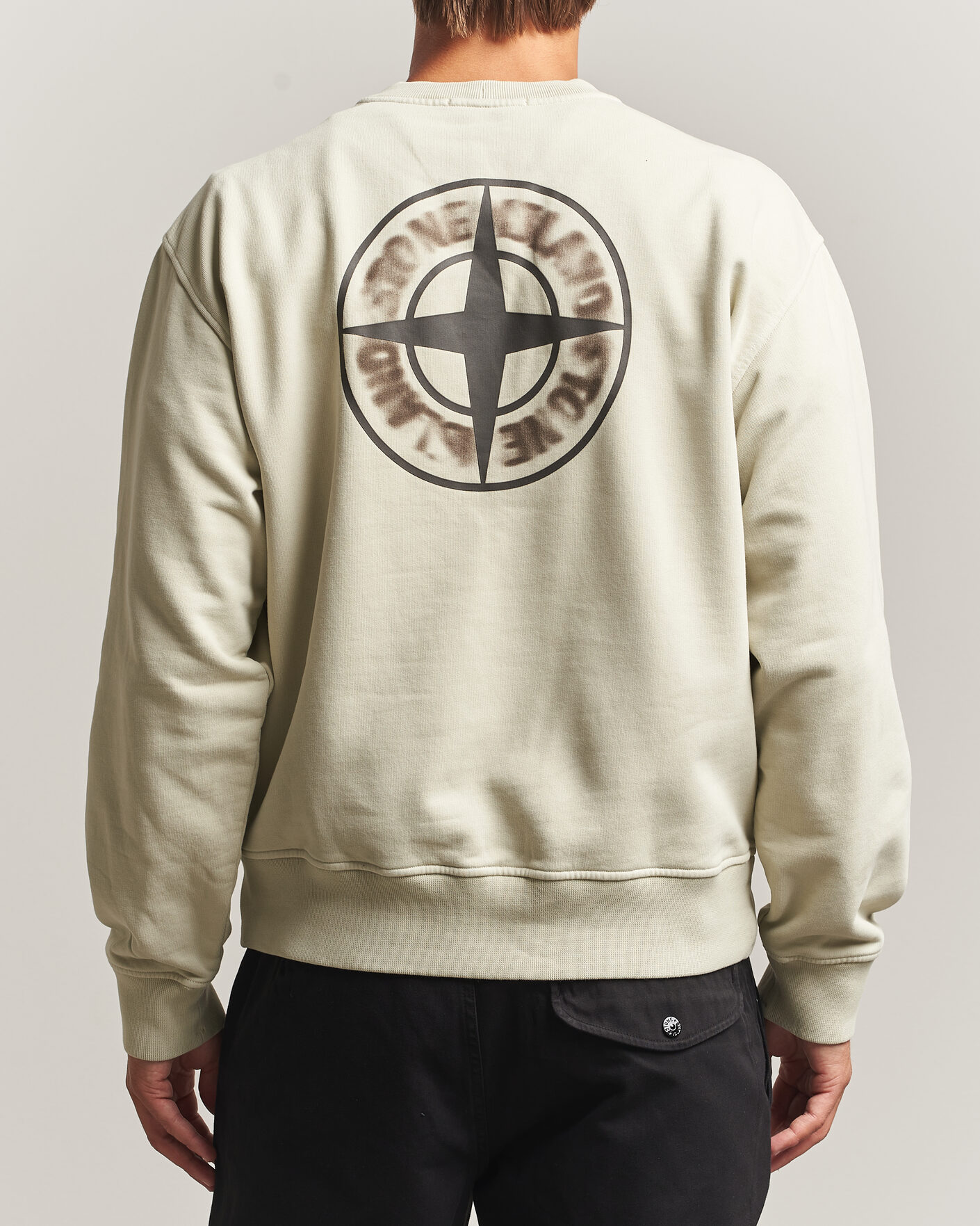 Mies | Puserot | Stone Island | Cotton Fleece Blurred Compas Print Sweatshirt Sand