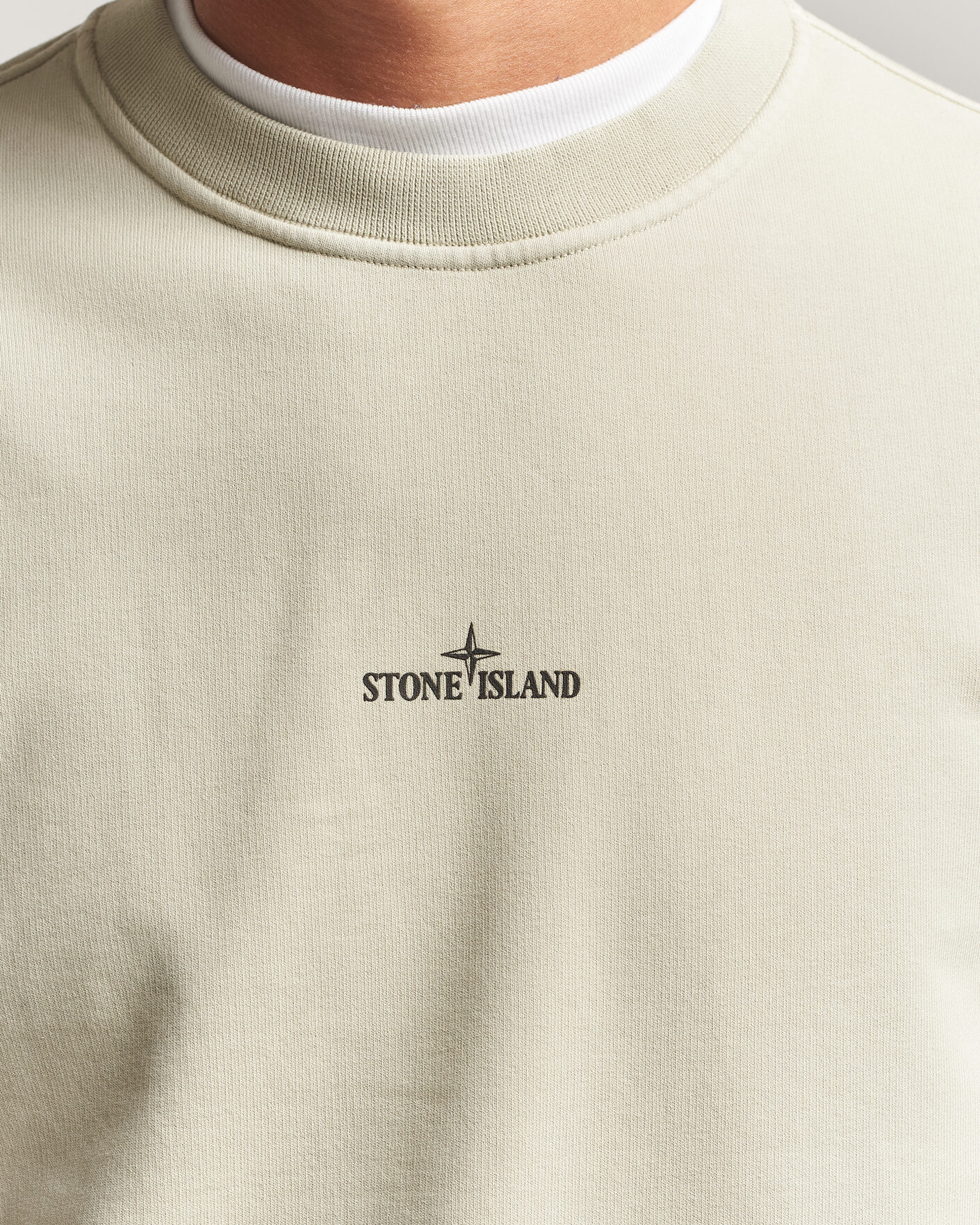 Mies | Puserot | Stone Island | Cotton Fleece Blurred Compas Print Sweatshirt Sand