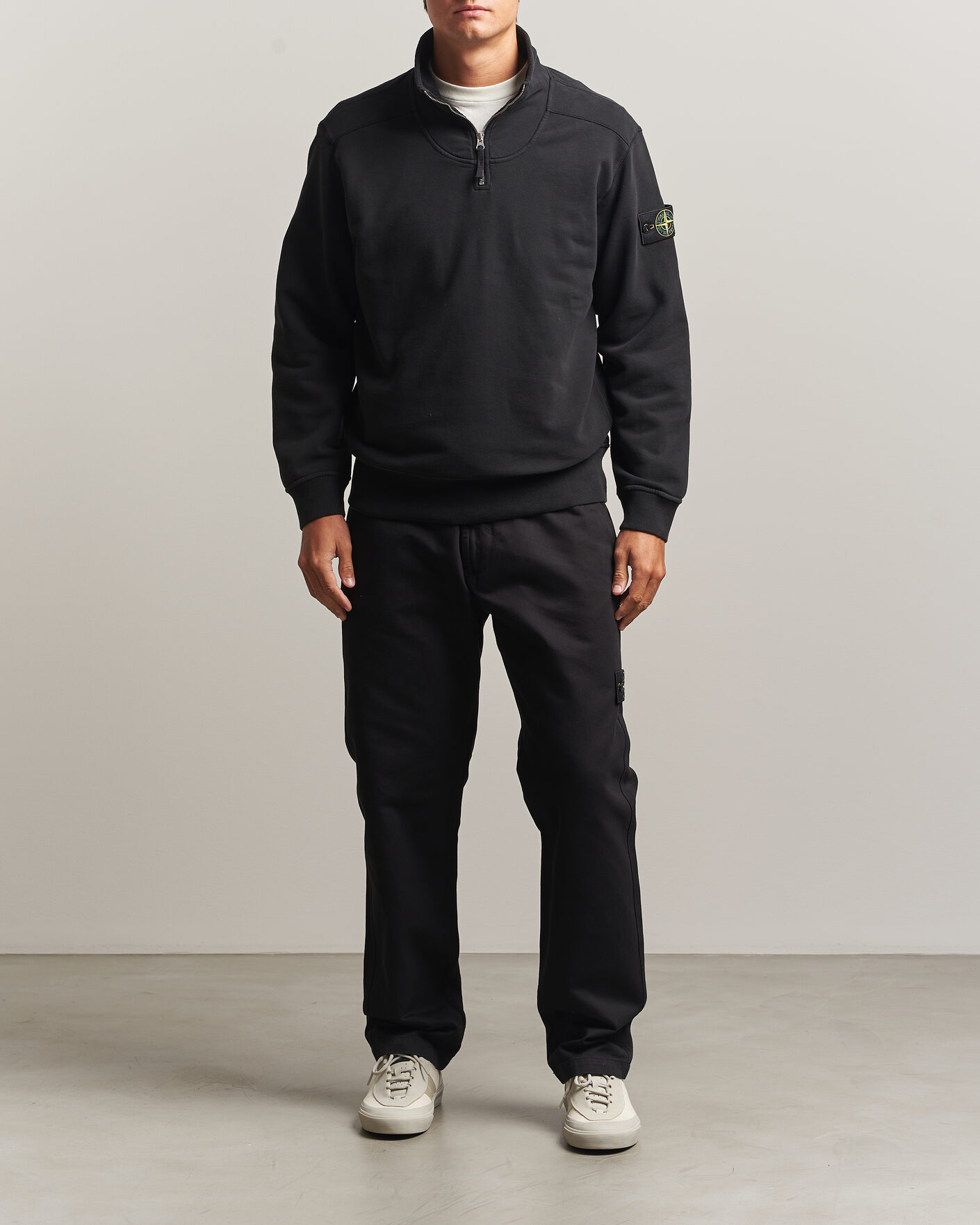 Mies | Puserot | Stone Island | Brushed Cotton Fleece Half Zip Black