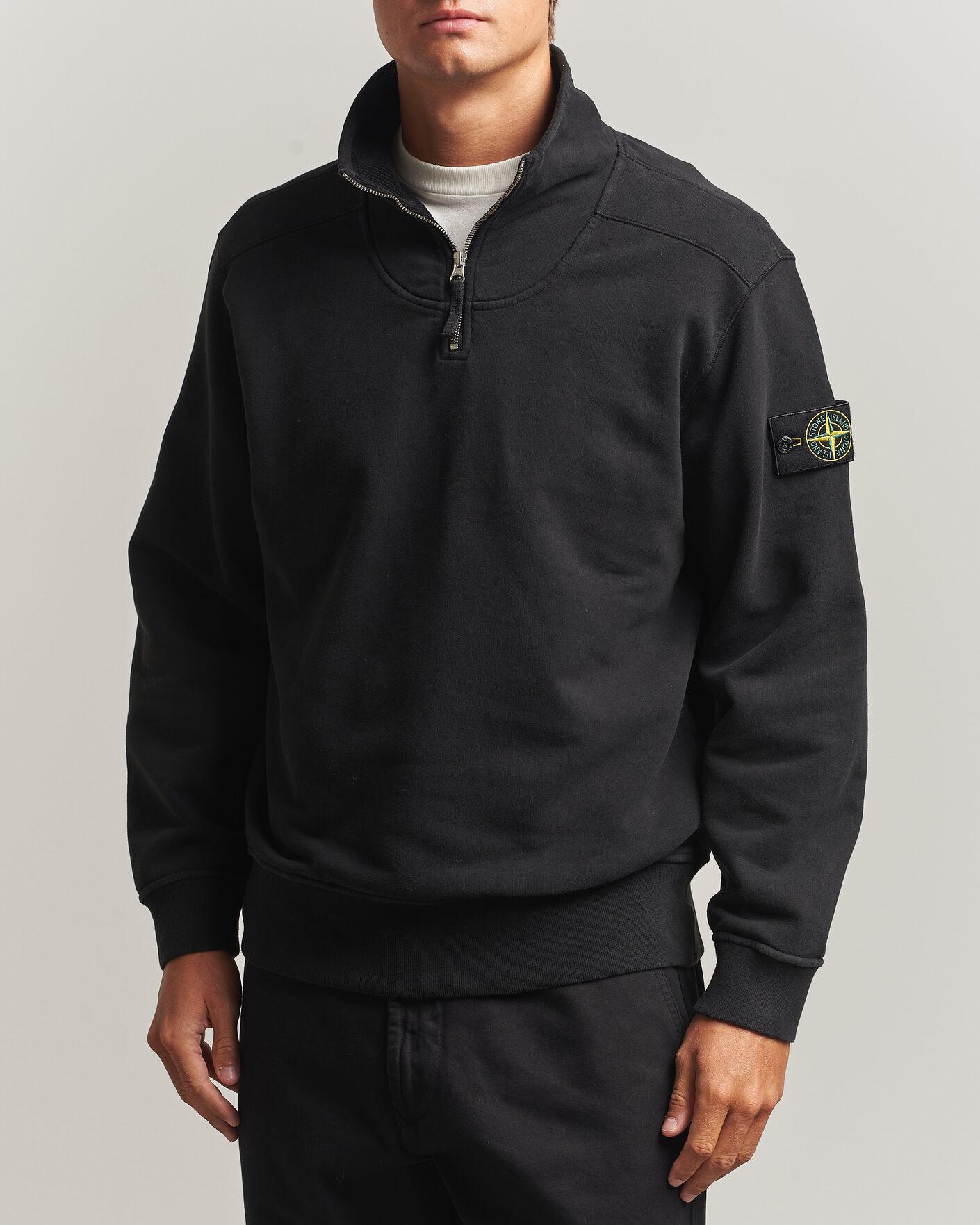 Mies | Puserot | Stone Island | Brushed Cotton Fleece Half Zip Black