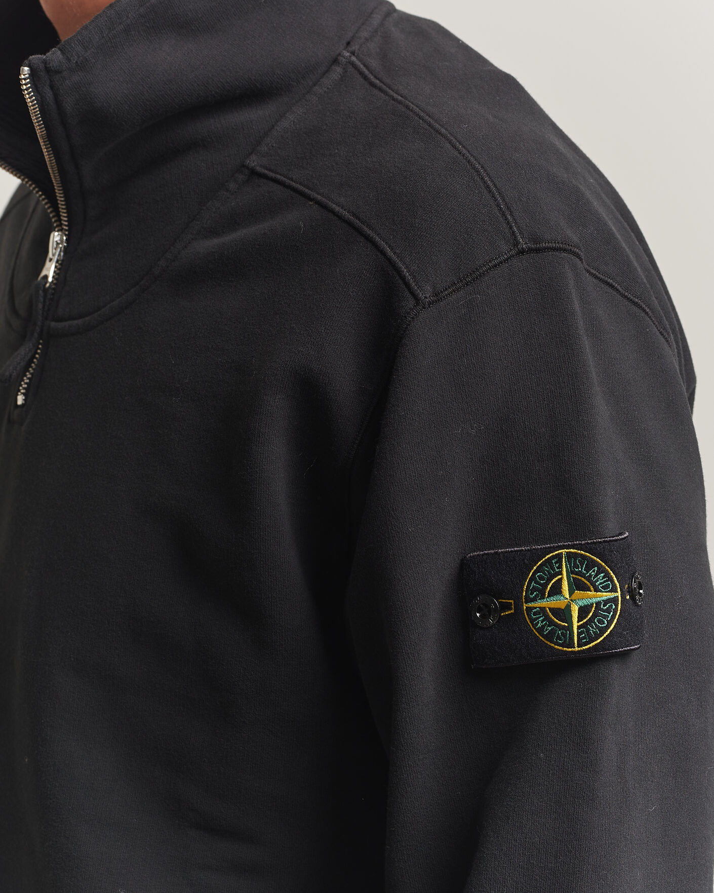 Mies | Puserot | Stone Island | Brushed Cotton Fleece Half Zip Black