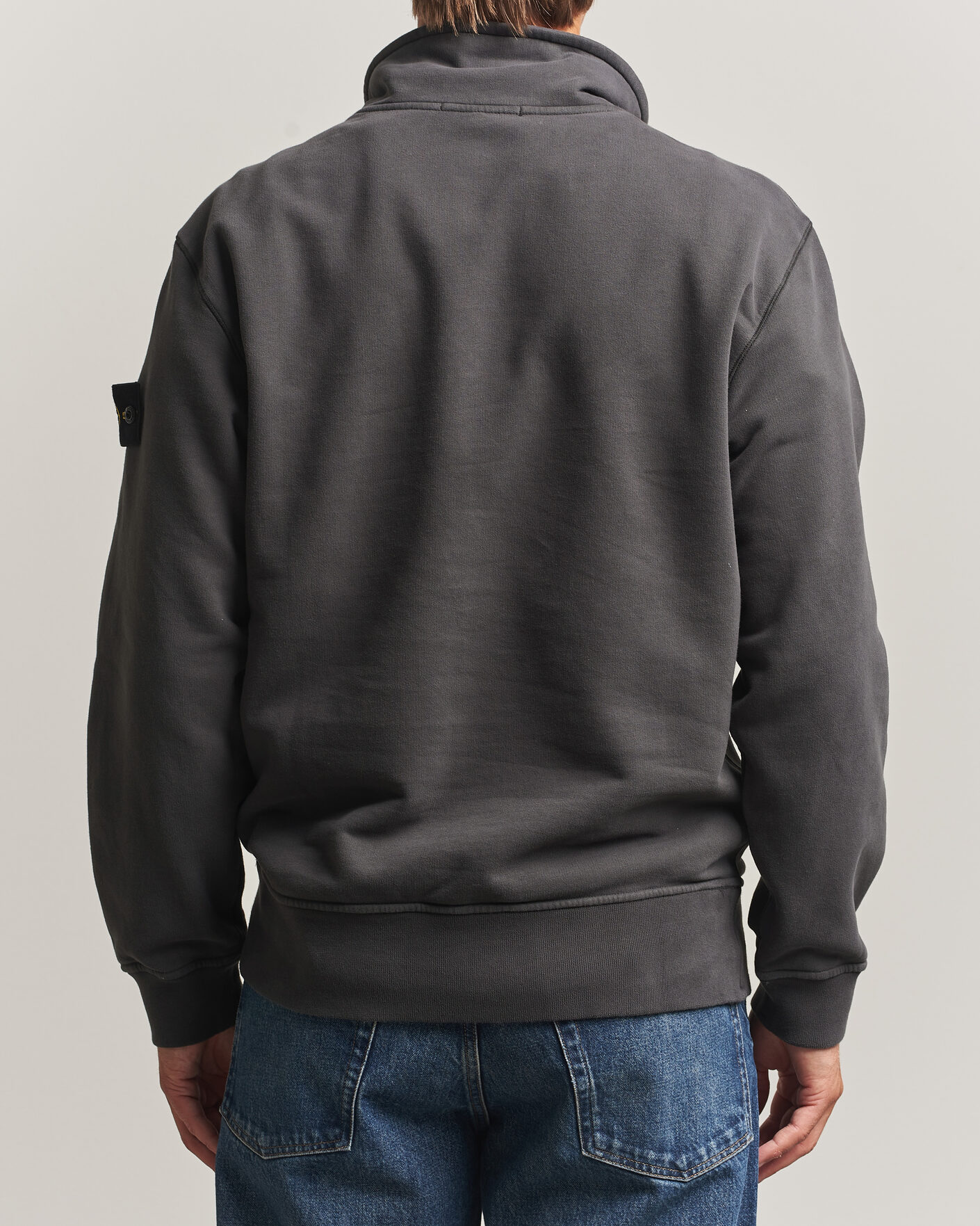 Mies | Puserot | Stone Island | Brushed Cotton Fleece Half Zip Lead Grey
