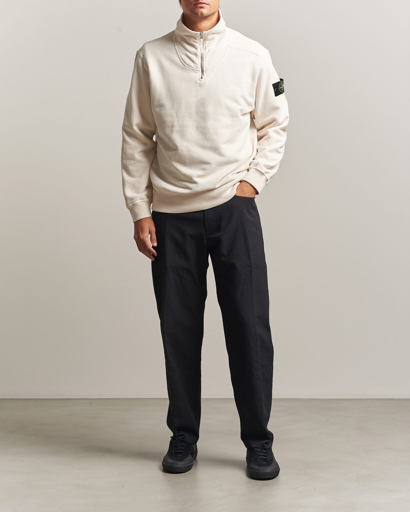 Mies | Puserot | Stone Island | Brushed Cotton Fleece Half Zip Ivory