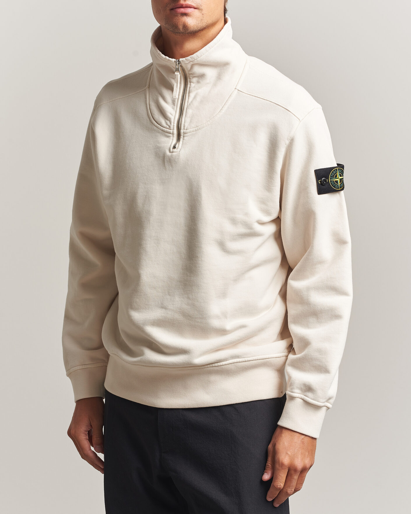 Mies | Puserot | Stone Island | Brushed Cotton Fleece Half Zip Ivory