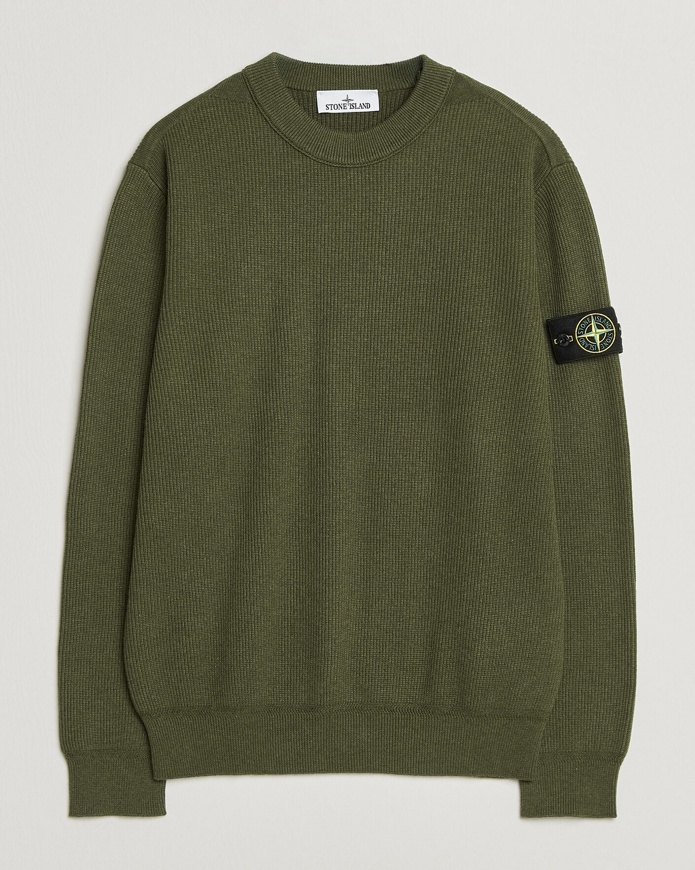 Mies | Puserot | Stone Island | Ribbed Soft Organic Cotton Crew Neck Military Green