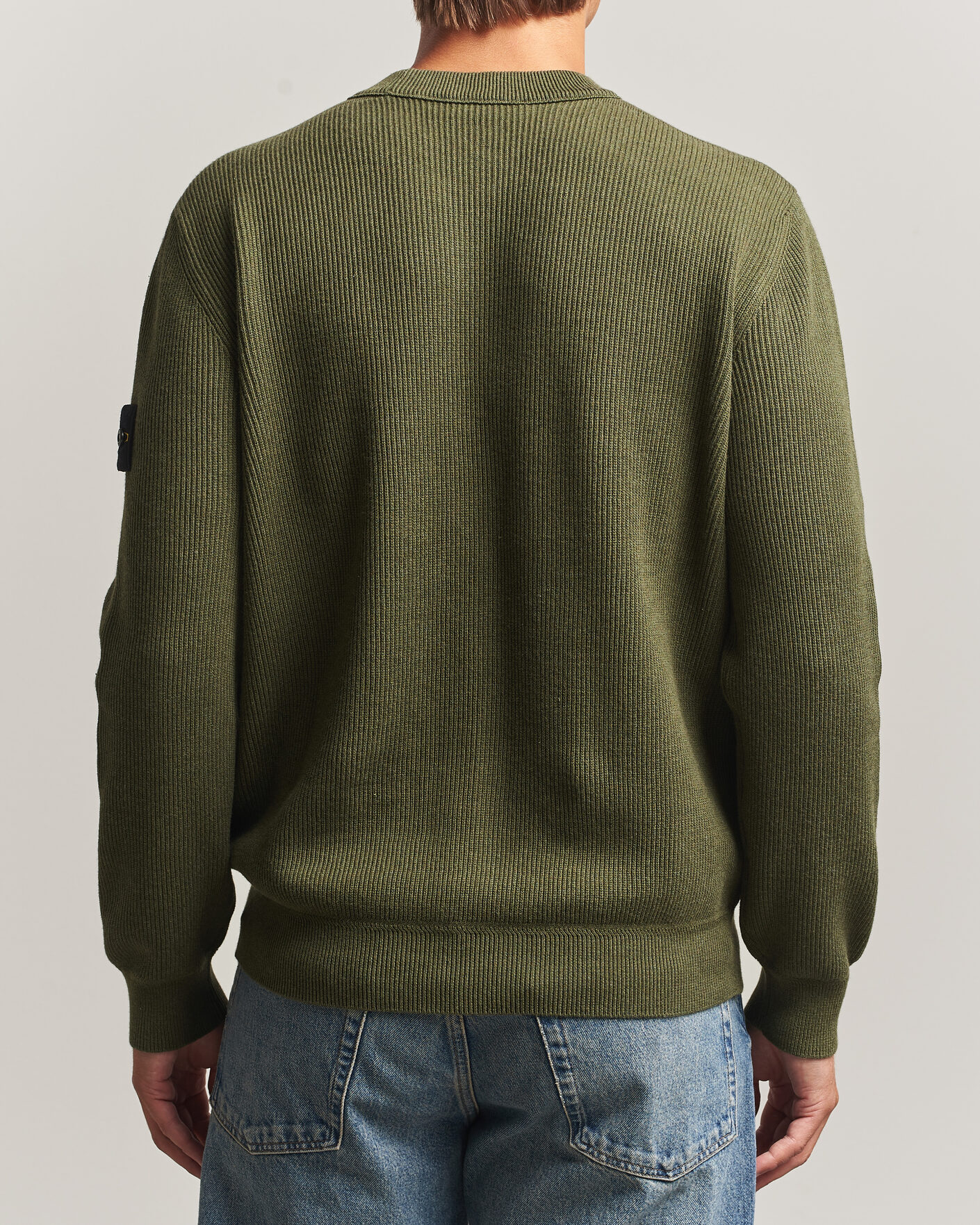 Mies | Puserot | Stone Island | Ribbed Soft Organic Cotton Crew Neck Military Green