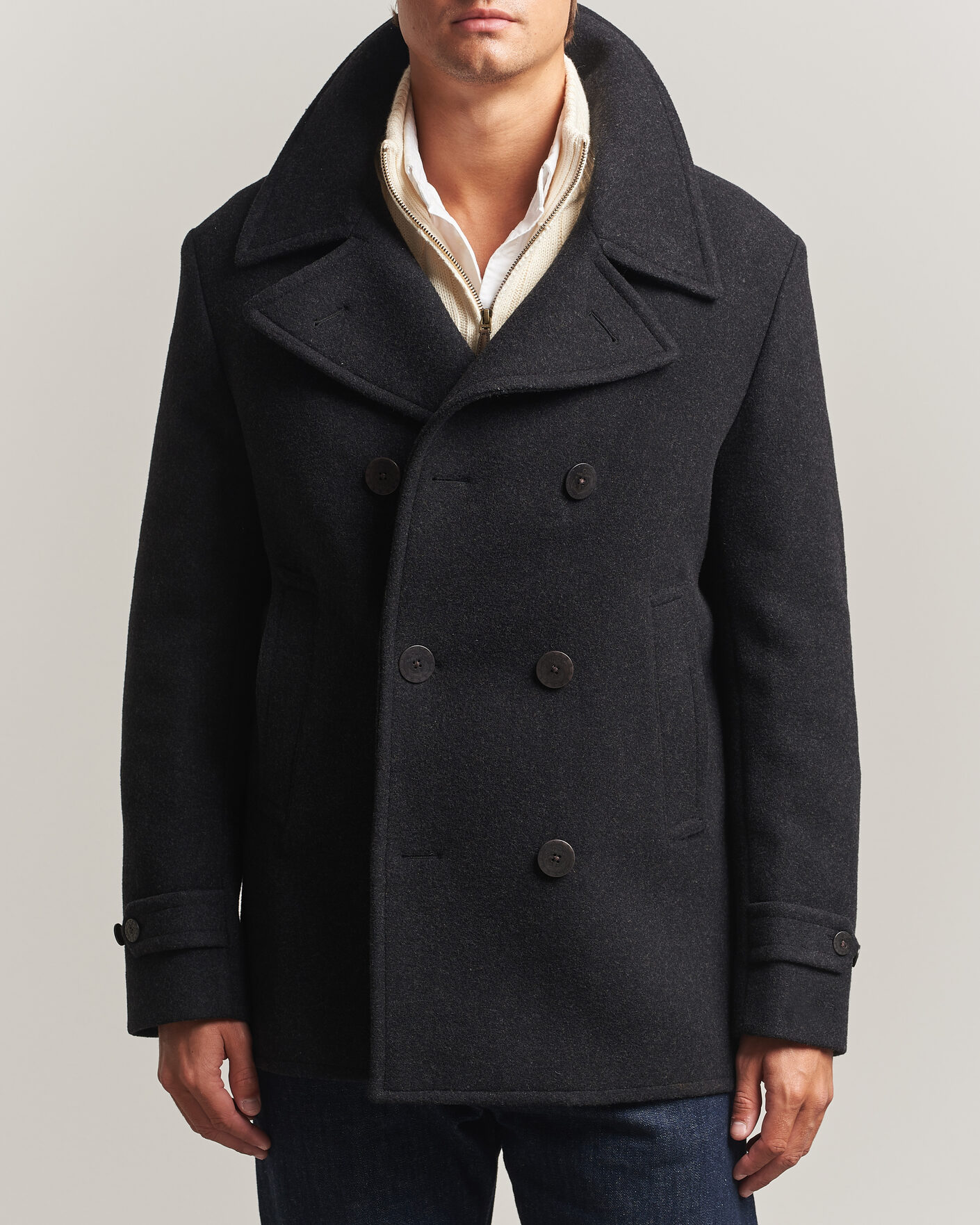 Mies | Takit | Polo Ralph Lauren | Lightweight Melton Peacoat Charcoal