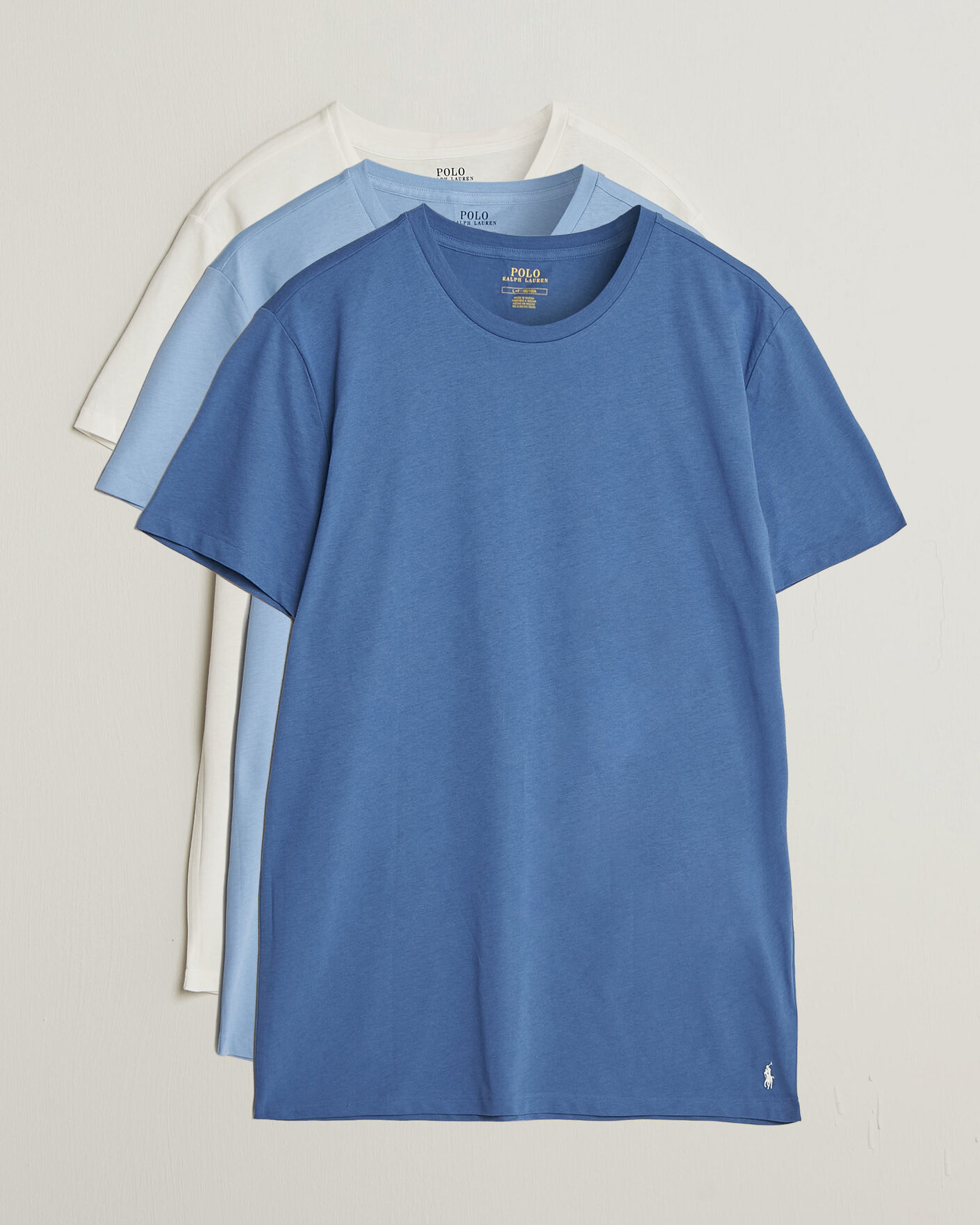 Mies | T-paidat | Polo Ralph Lauren | 3-Pack Crew Neck T-Shirt White/Blue/Light Blue