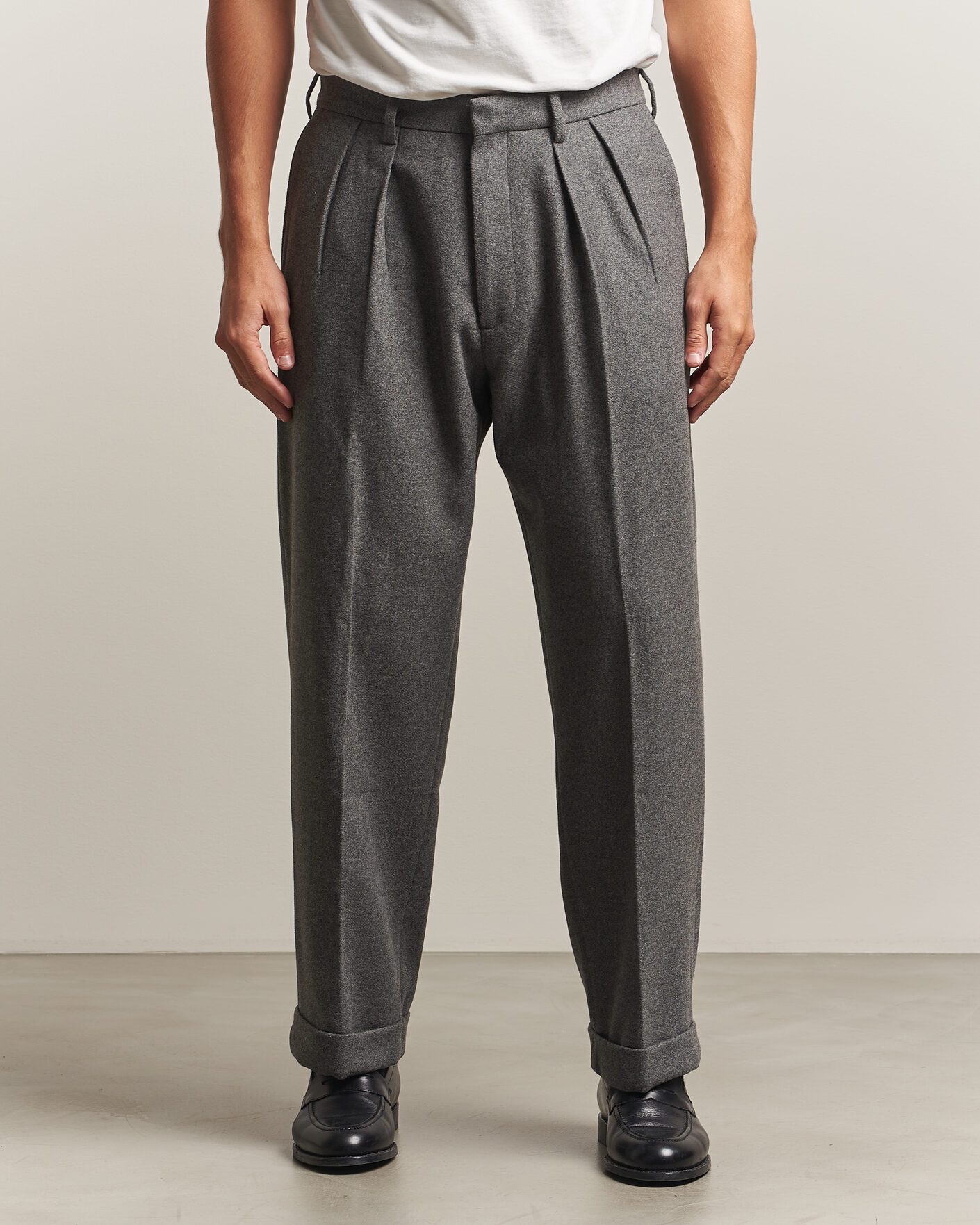 Mies | Housut | Polo Ralph Lauren | Flanell Blend Straight Fit Pants Medium Grey