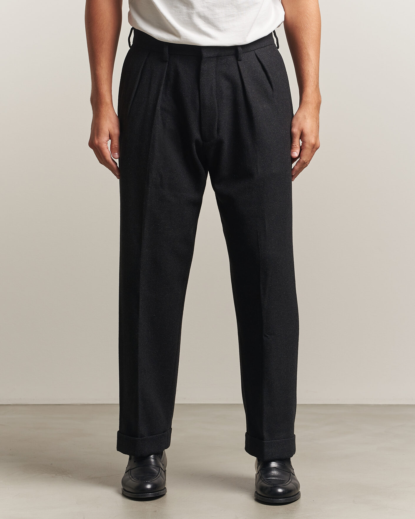 Mies | Housut | Polo Ralph Lauren | Flanell Blend Straight Fit Pants Dark Grey