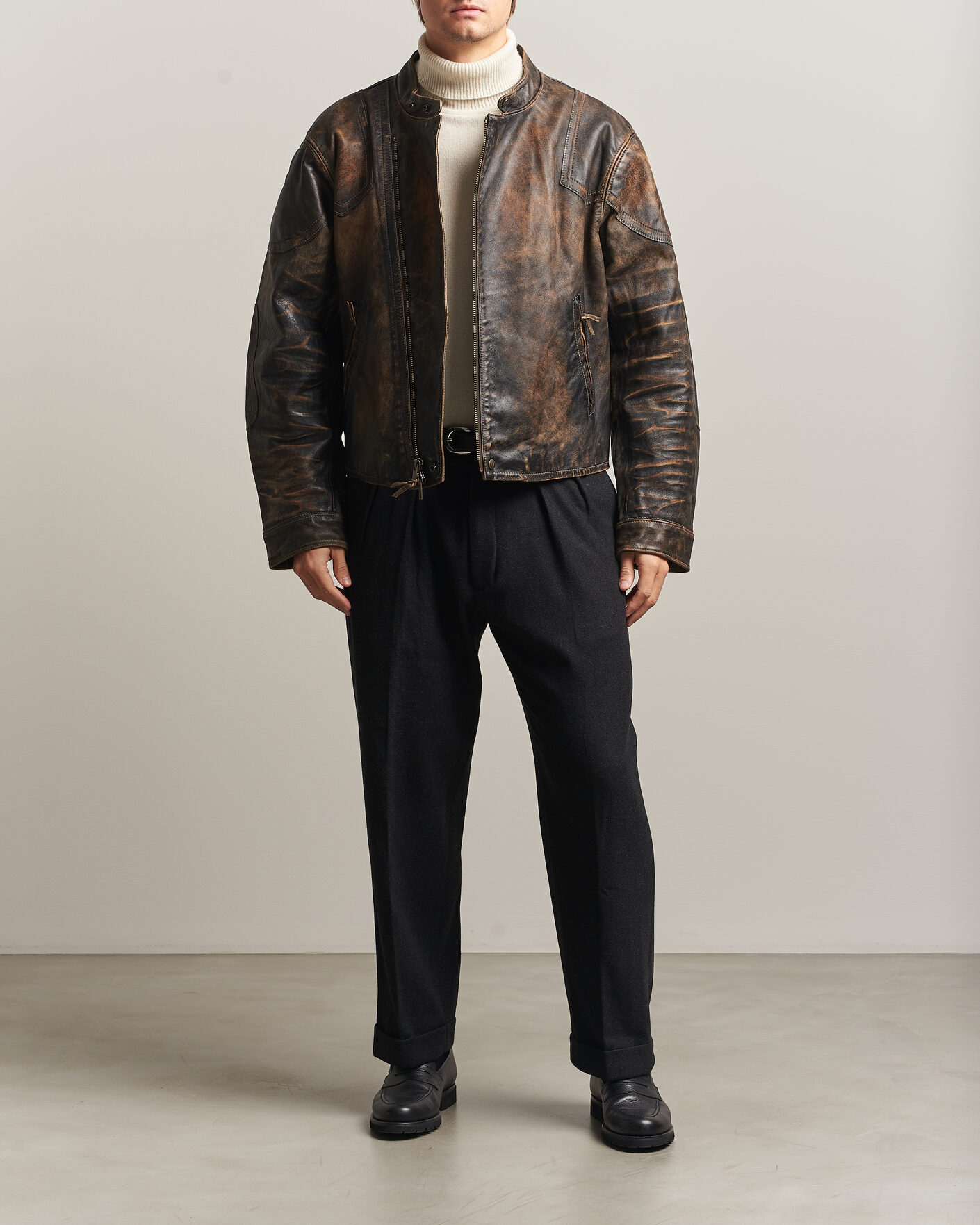 Mies | Takit | Polo Ralph Lauren | Leather Bomber Jacket Brown/Black Amber