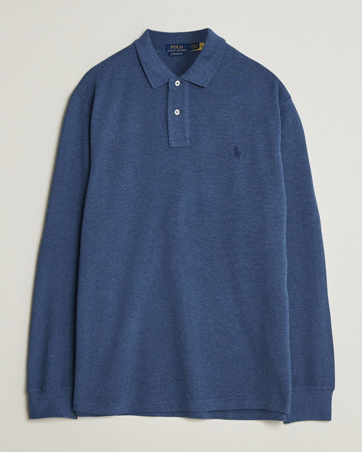 Mies | Pikeet | Polo Ralph Lauren | Custom Slim Fit Long Sleeve Polo Derby Blue Heather
