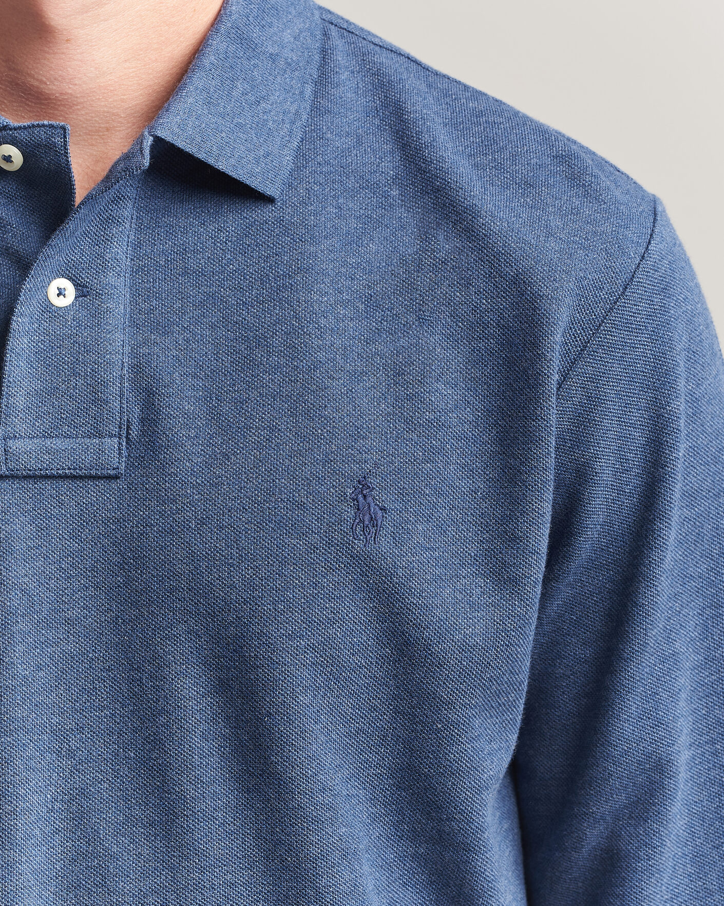 Mies | Pikeet | Polo Ralph Lauren | Custom Slim Fit Long Sleeve Polo Derby Blue Heather