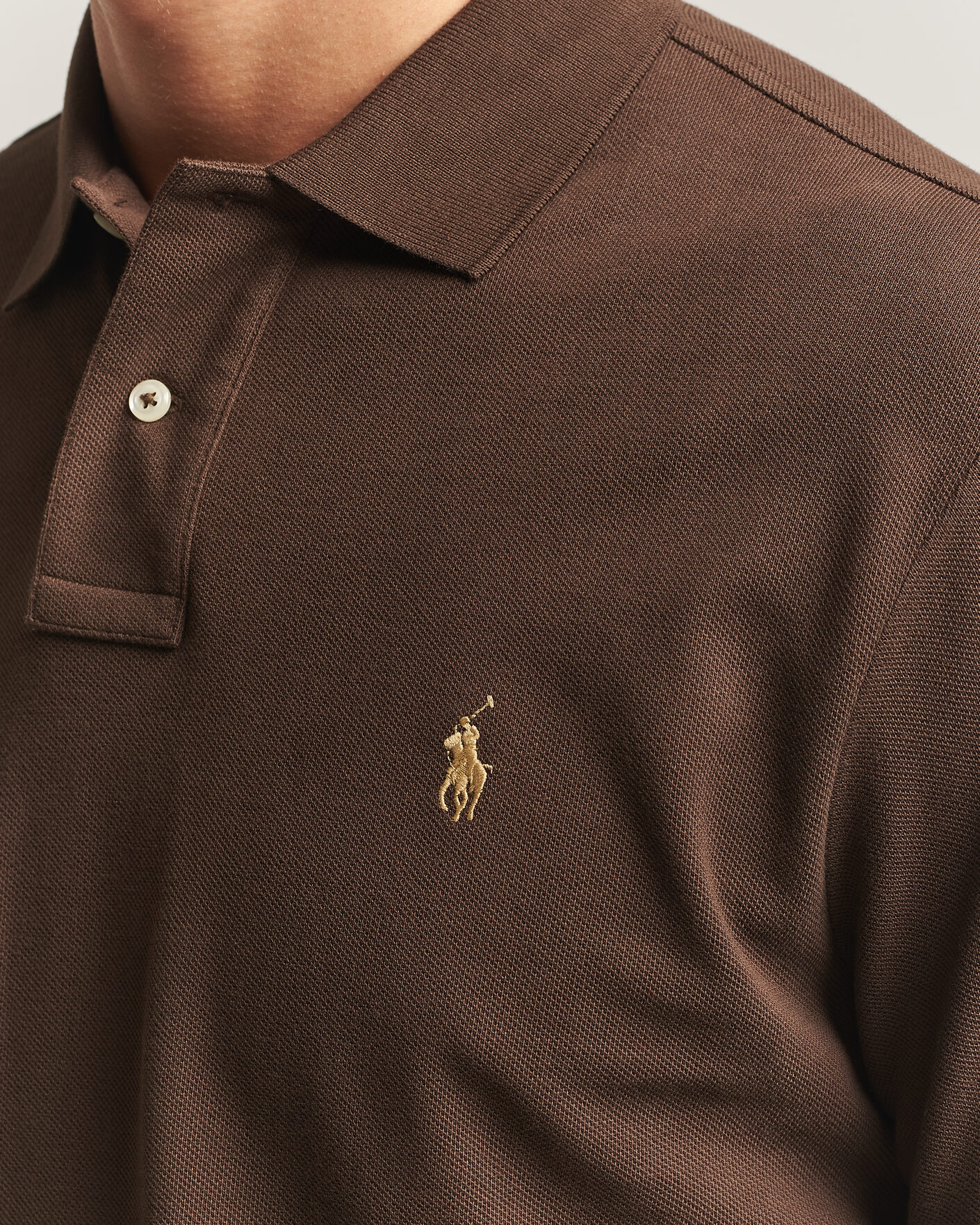Mies | Pikeet | Polo Ralph Lauren | Custom Slim Fit Long Sleeve Polo Nutmeg Brown