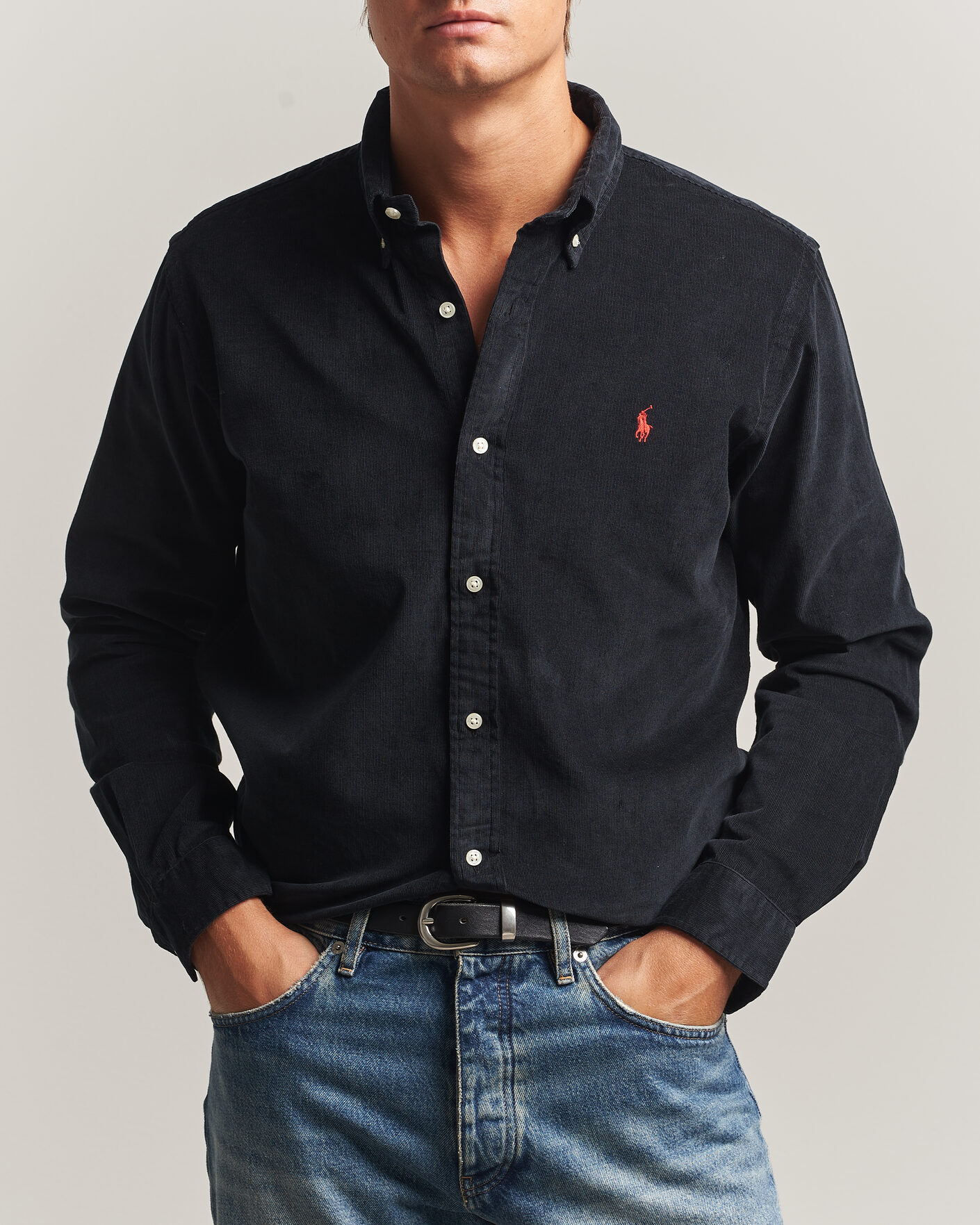 Mies | Kauluspaidat | Polo Ralph Lauren | Custom Fit BD Corduroy Shirt Polo Black