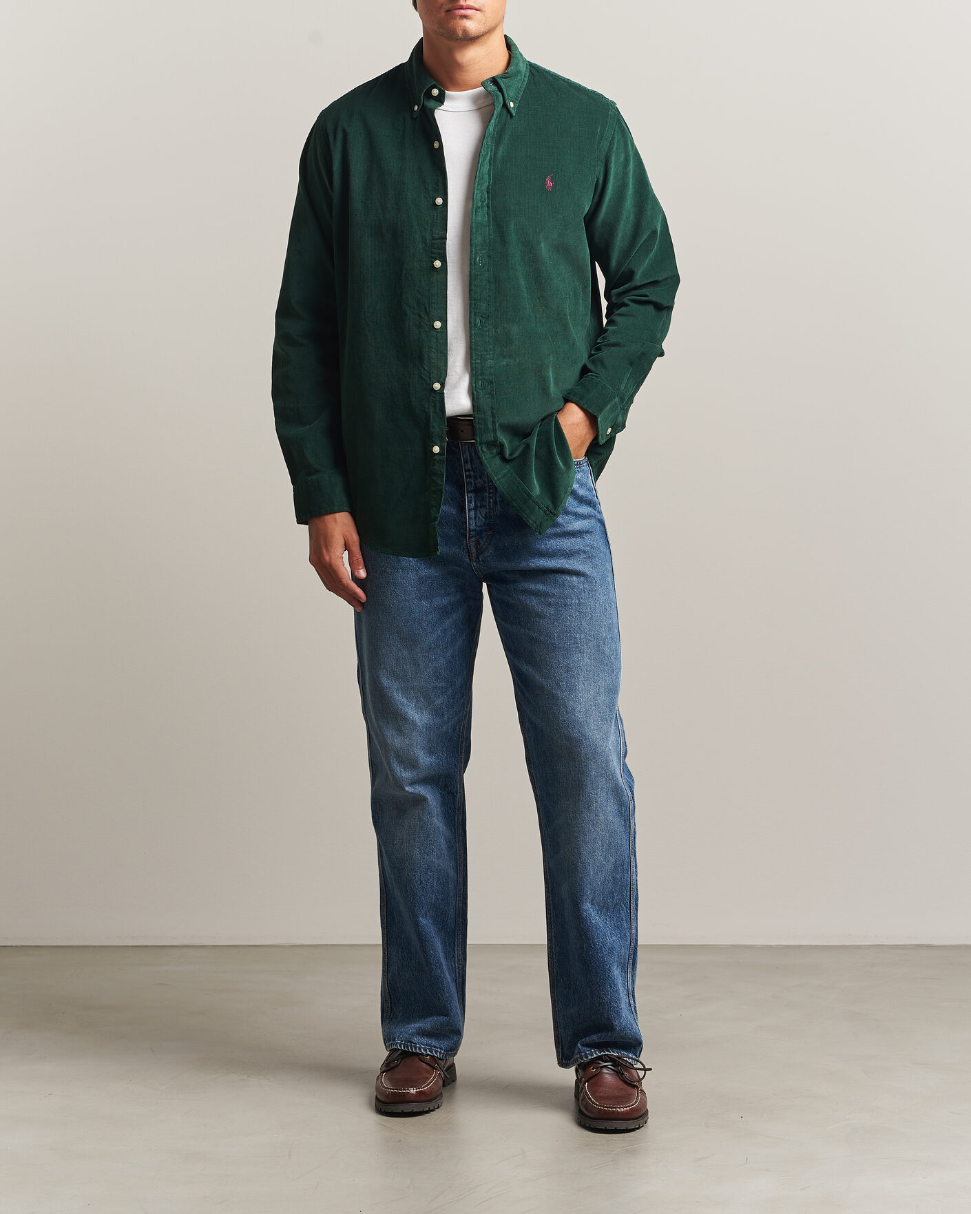 Mies | Kauluspaidat | Polo Ralph Lauren | Custom Fit BD Corduroy Shirt Moss Agate
