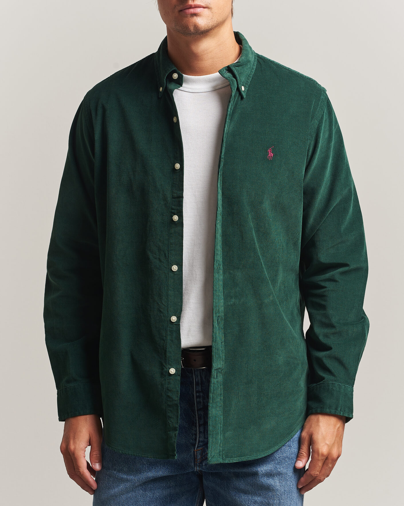 Mies | Kauluspaidat | Polo Ralph Lauren | Custom Fit BD Corduroy Shirt Moss Agate