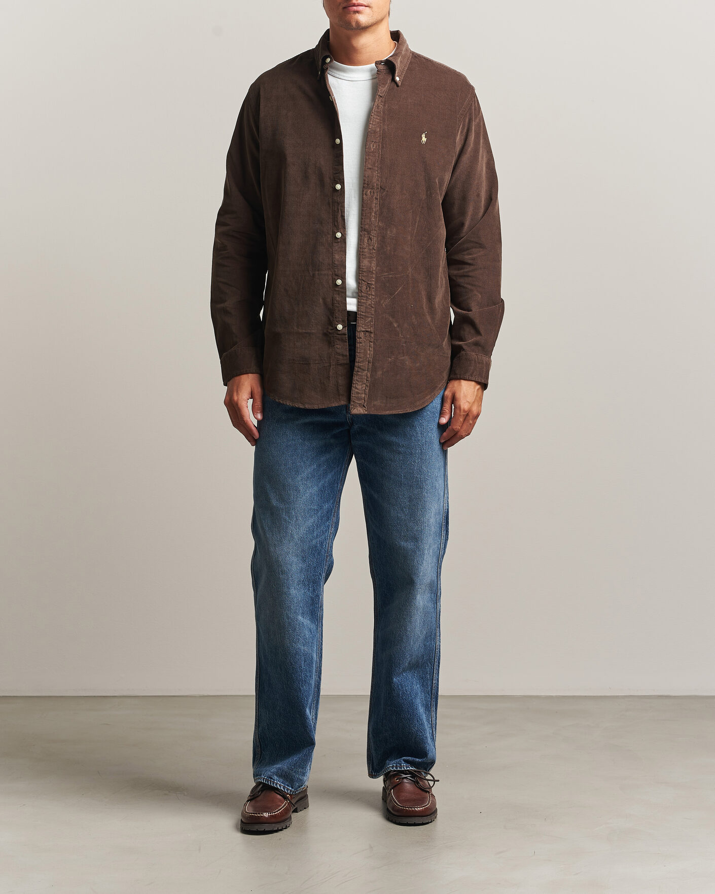 Mies | Kauluspaidat | Polo Ralph Lauren | Custom Fit BD Corduroy Shirt Nutmeg Brown