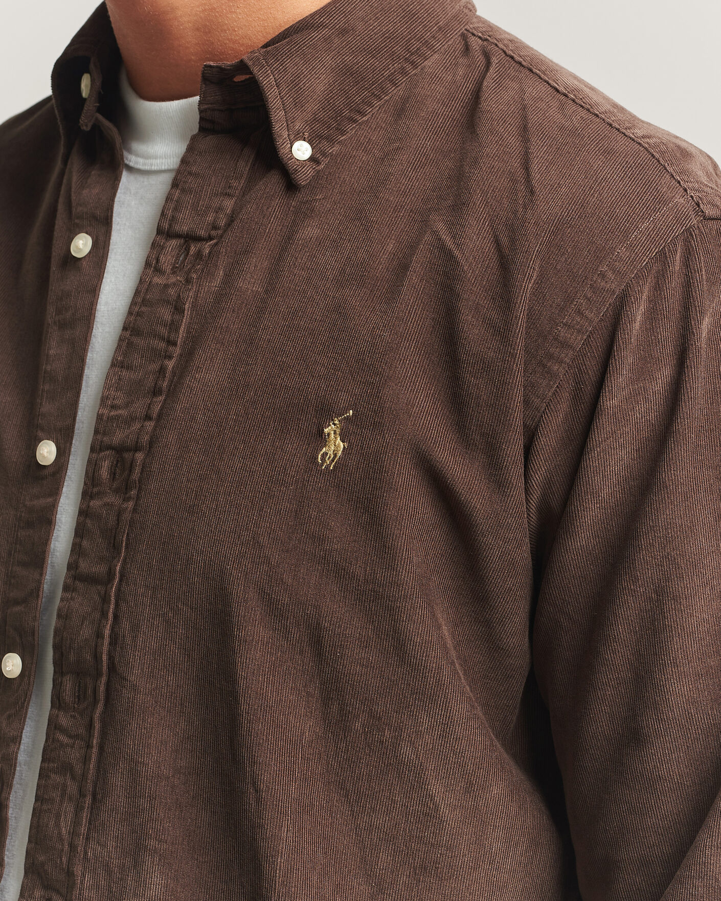 Mies | Kauluspaidat | Polo Ralph Lauren | Custom Fit BD Corduroy Shirt Nutmeg Brown