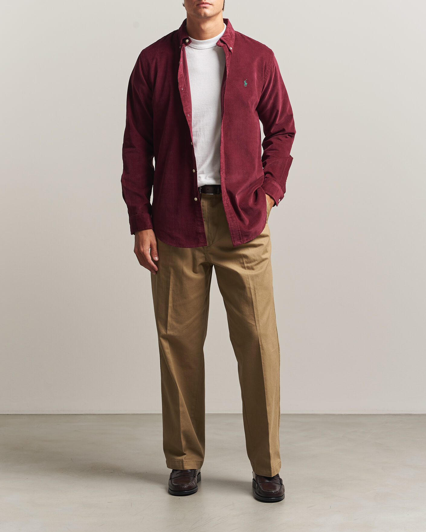 Mies | Kauluspaidat | Polo Ralph Lauren | Custom Fit BD Corduroy Shirt Classic Wine