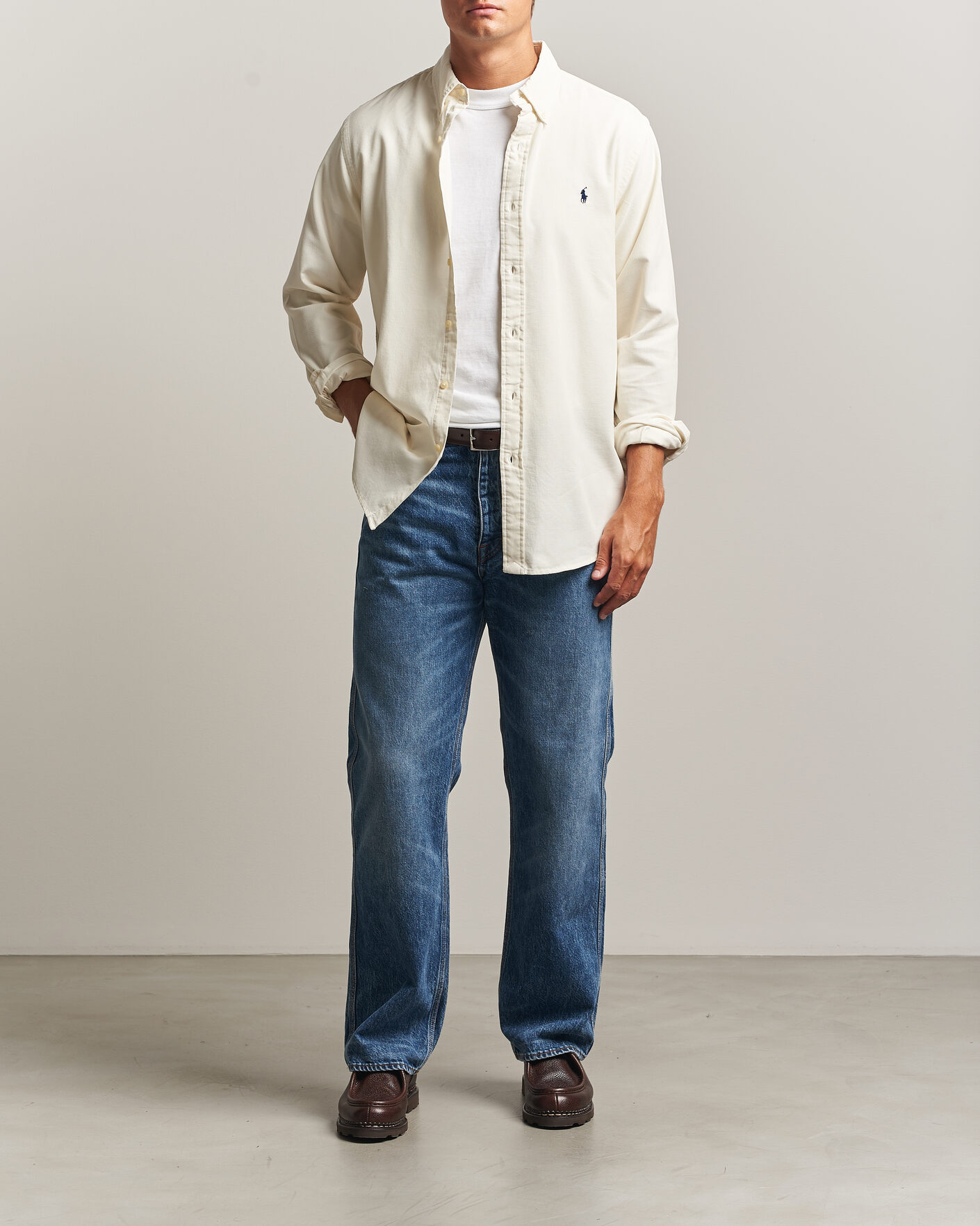 Mies | Kauluspaidat | Polo Ralph Lauren | Custom Fit BD Corduroy Shirt Clubhouse Cream