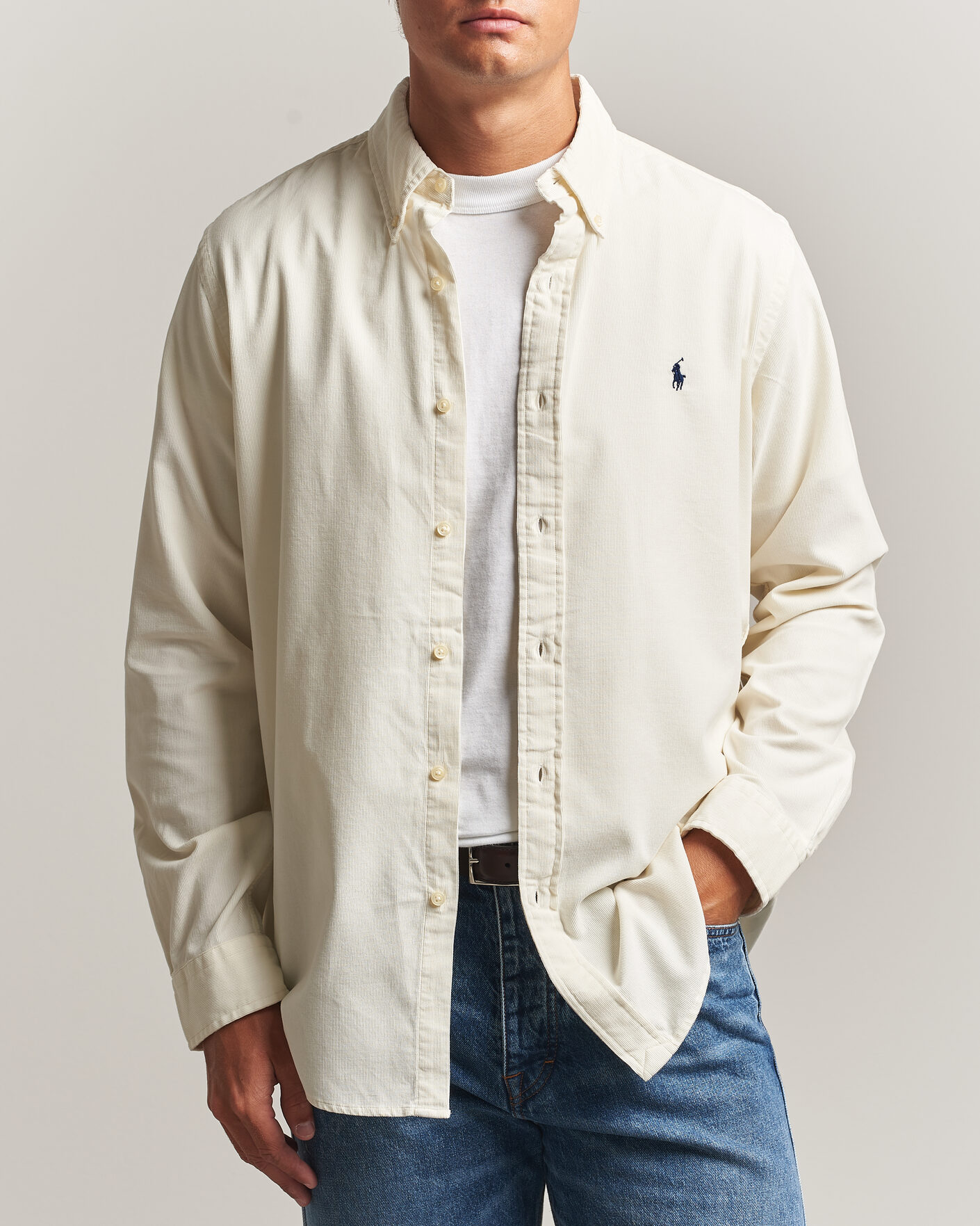 Mies | Kauluspaidat | Polo Ralph Lauren | Custom Fit BD Corduroy Shirt Clubhouse Cream