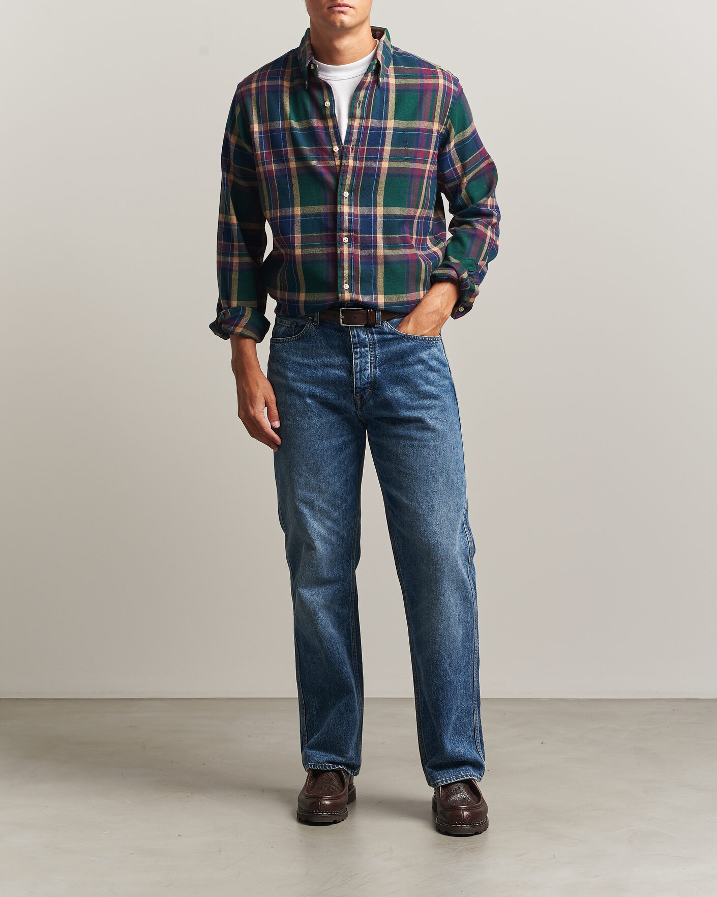 Mies | Kauluspaidat | Polo Ralph Lauren | Custom Fit Brushed Flannel Shirt Forest Burgundy