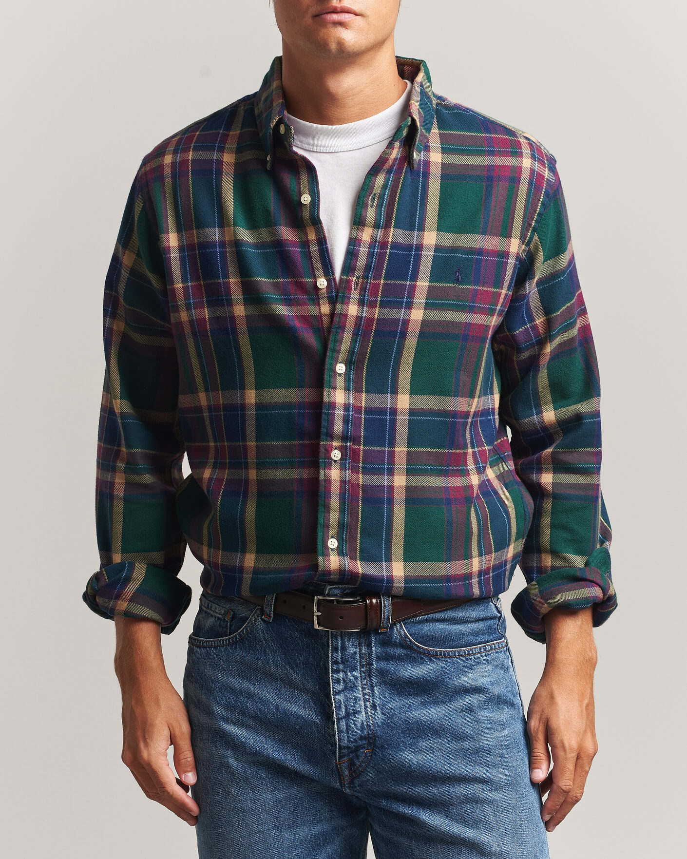 Mies | Kauluspaidat | Polo Ralph Lauren | Custom Fit Brushed Flannel Shirt Forest Burgundy