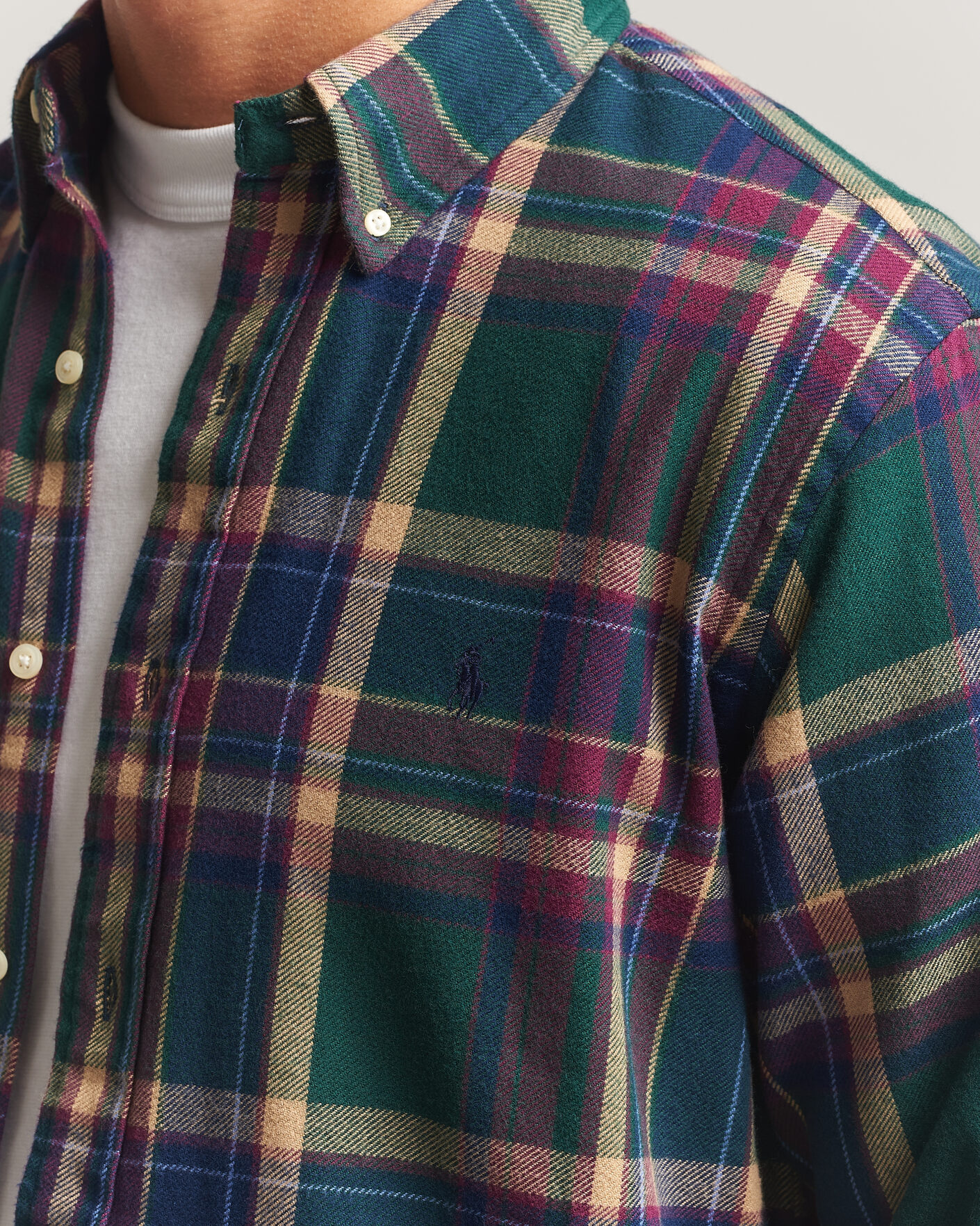 Mies | Kauluspaidat | Polo Ralph Lauren | Custom Fit Brushed Flannel Shirt Forest Burgundy