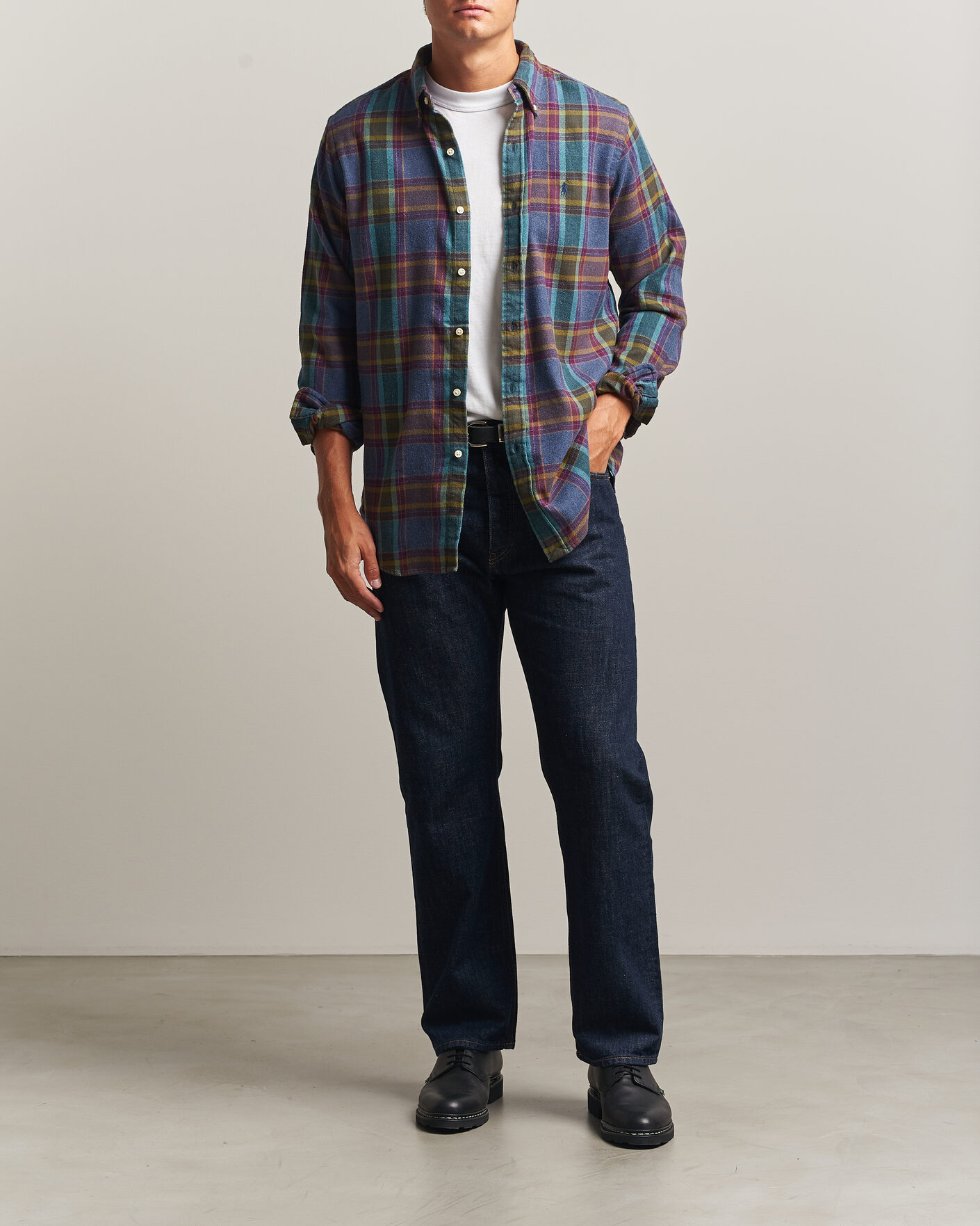 Mies | Kauluspaidat | Polo Ralph Lauren | Custom Fit Brushed Flannel Shirt Blue Purple Heather