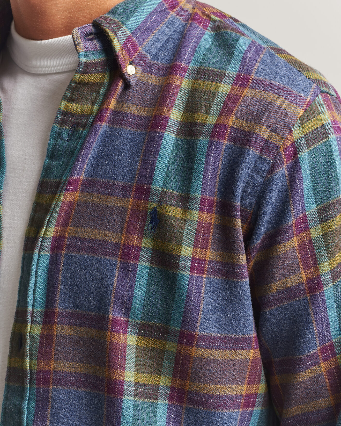 Mies | Kauluspaidat | Polo Ralph Lauren | Custom Fit Brushed Flannel Shirt Blue Purple Heather