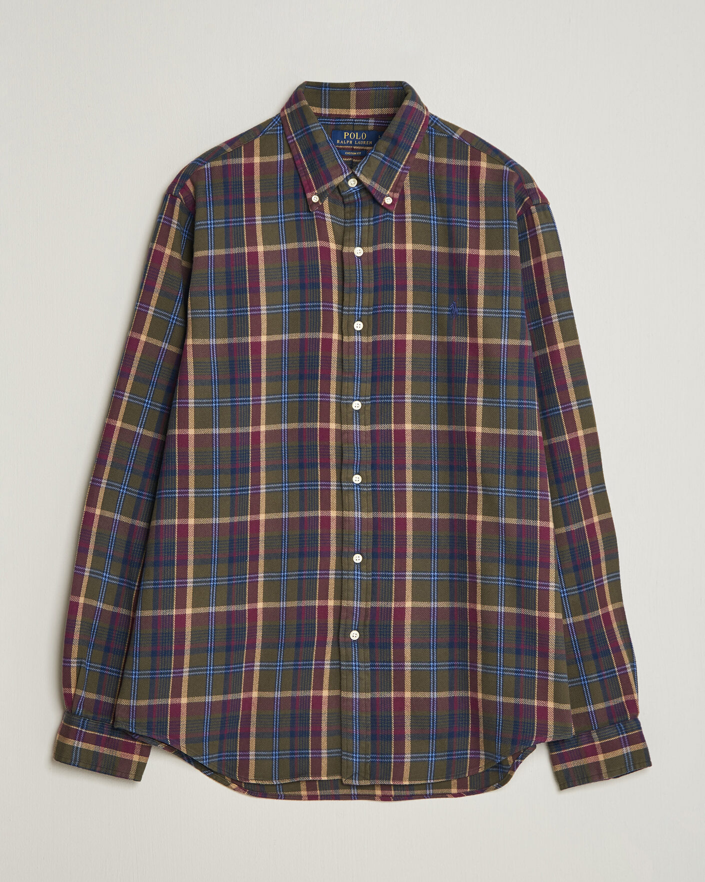 Mies | Kauluspaidat | Polo Ralph Lauren | Custom Fit Brushed Flannel Shirt Olive Berry