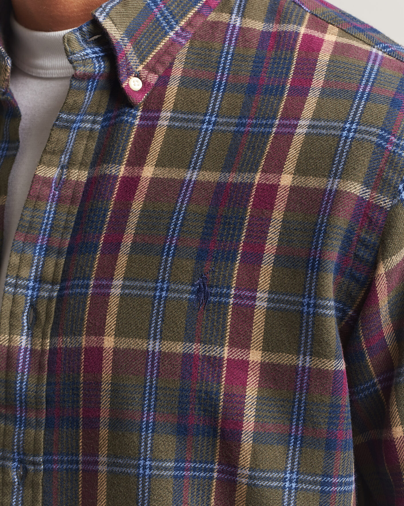 Mies | Kauluspaidat | Polo Ralph Lauren | Custom Fit Brushed Flannel Shirt Olive Berry