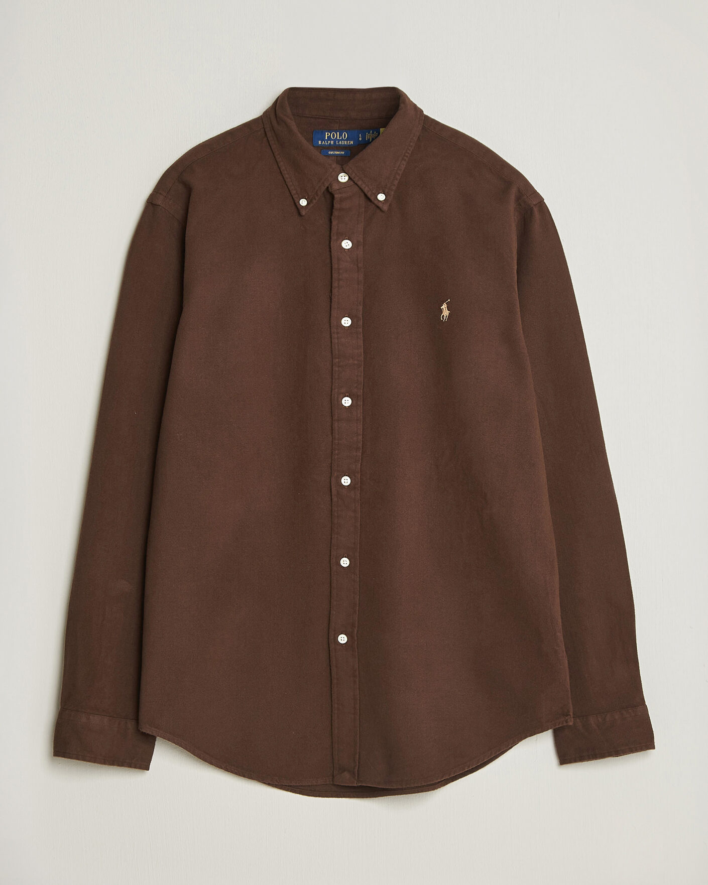 Mies | Kauluspaidat | Polo Ralph Lauren | Custom Fit Brushed Flannel Shirt Nutmeg Brown