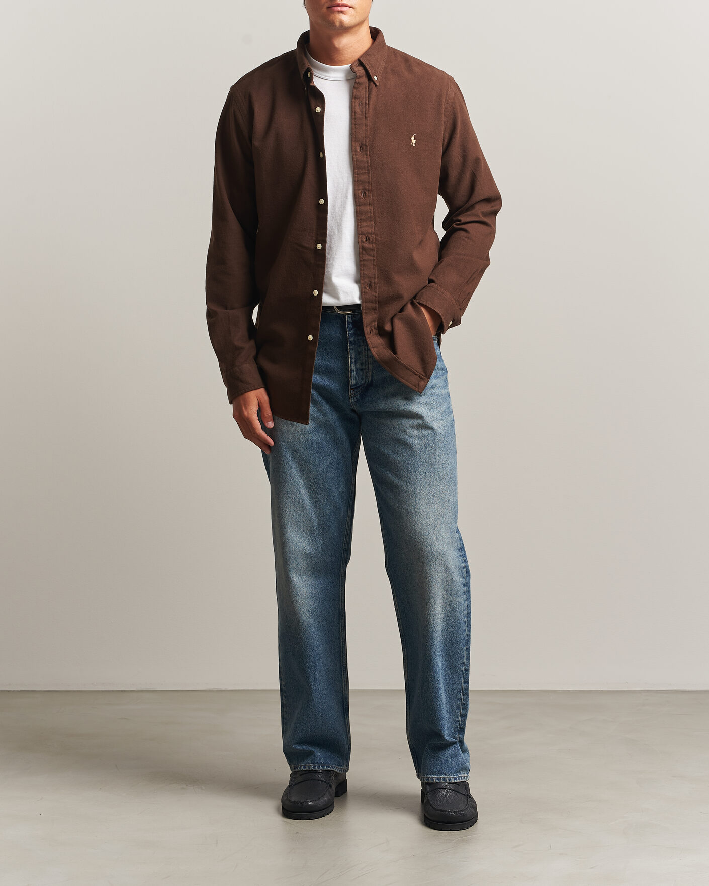 Mies | Kauluspaidat | Polo Ralph Lauren | Custom Fit Brushed Flannel Shirt Nutmeg Brown