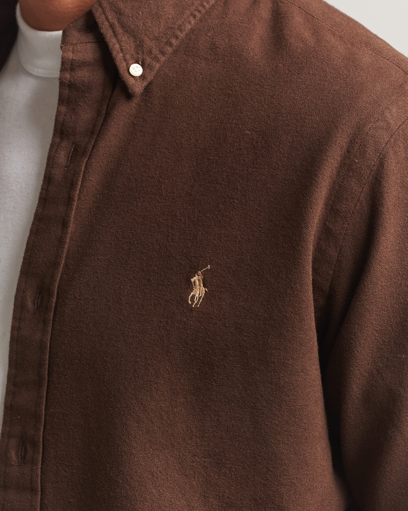 Mies | Kauluspaidat | Polo Ralph Lauren | Custom Fit Brushed Flannel Shirt Nutmeg Brown