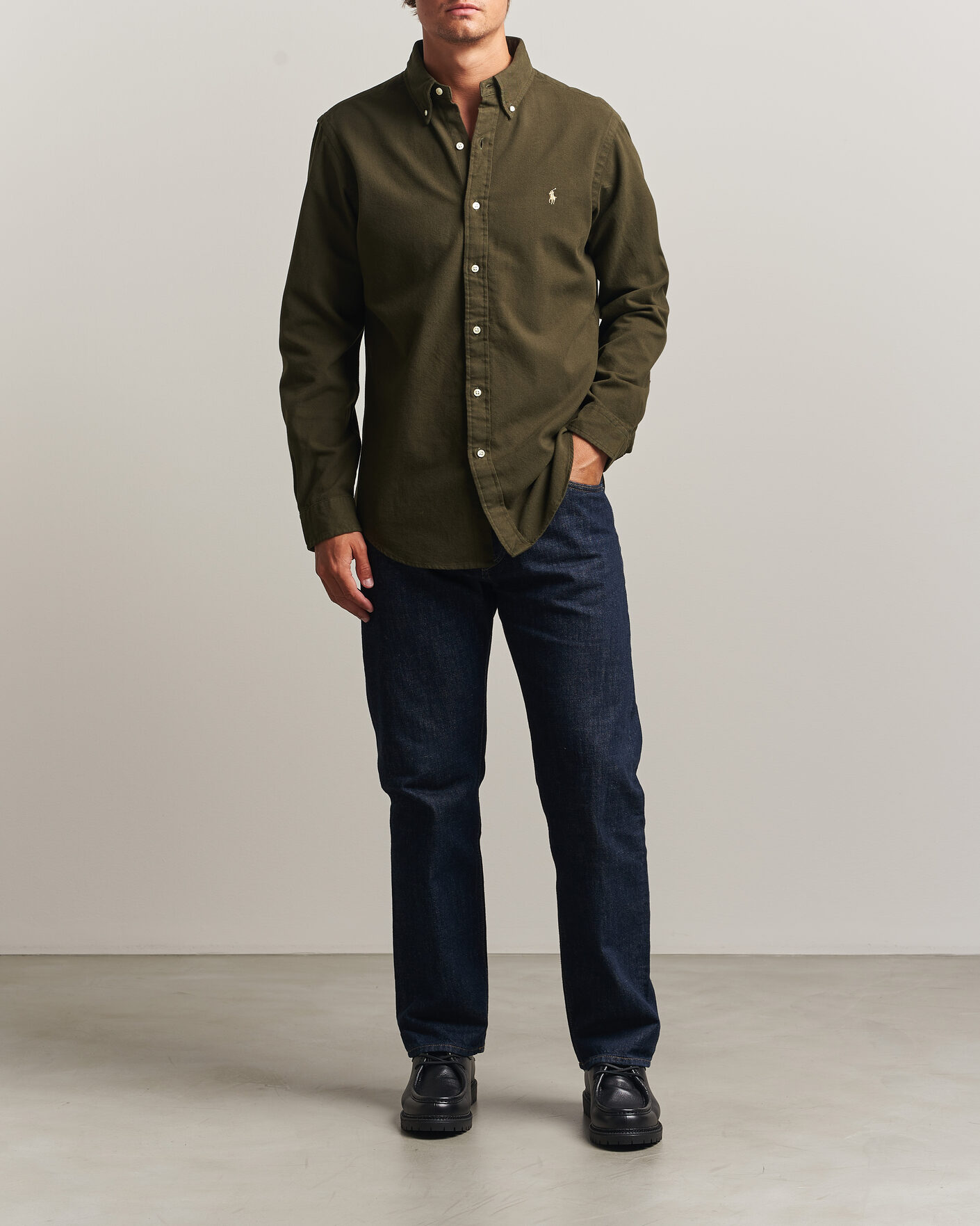 Mies | Kauluspaidat | Polo Ralph Lauren | Custom Fit Brushed Flannel Shirt Company Olive