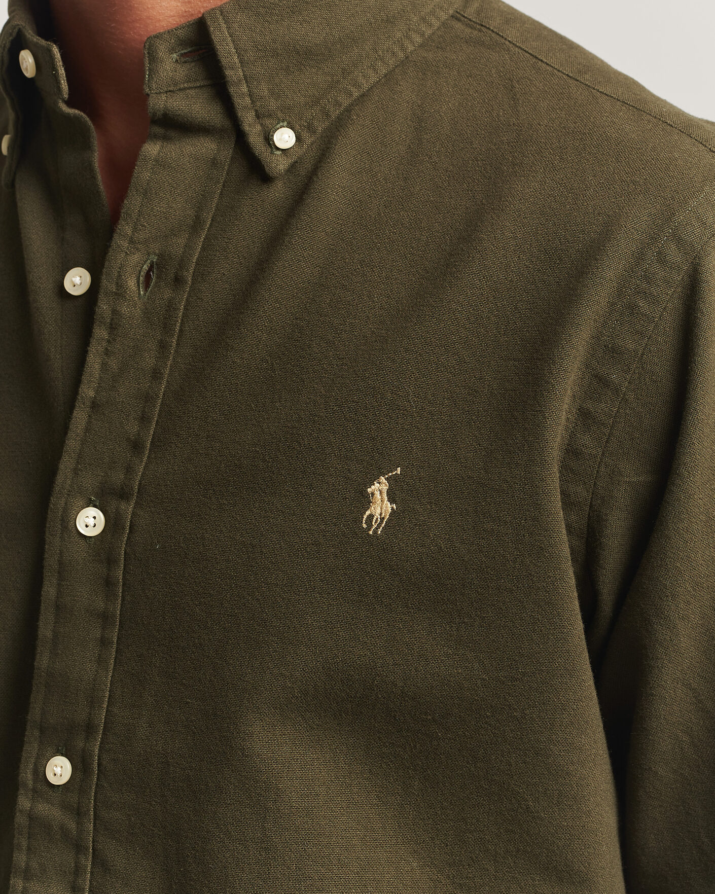 Mies | Kauluspaidat | Polo Ralph Lauren | Custom Fit Brushed Flannel Shirt Company Olive