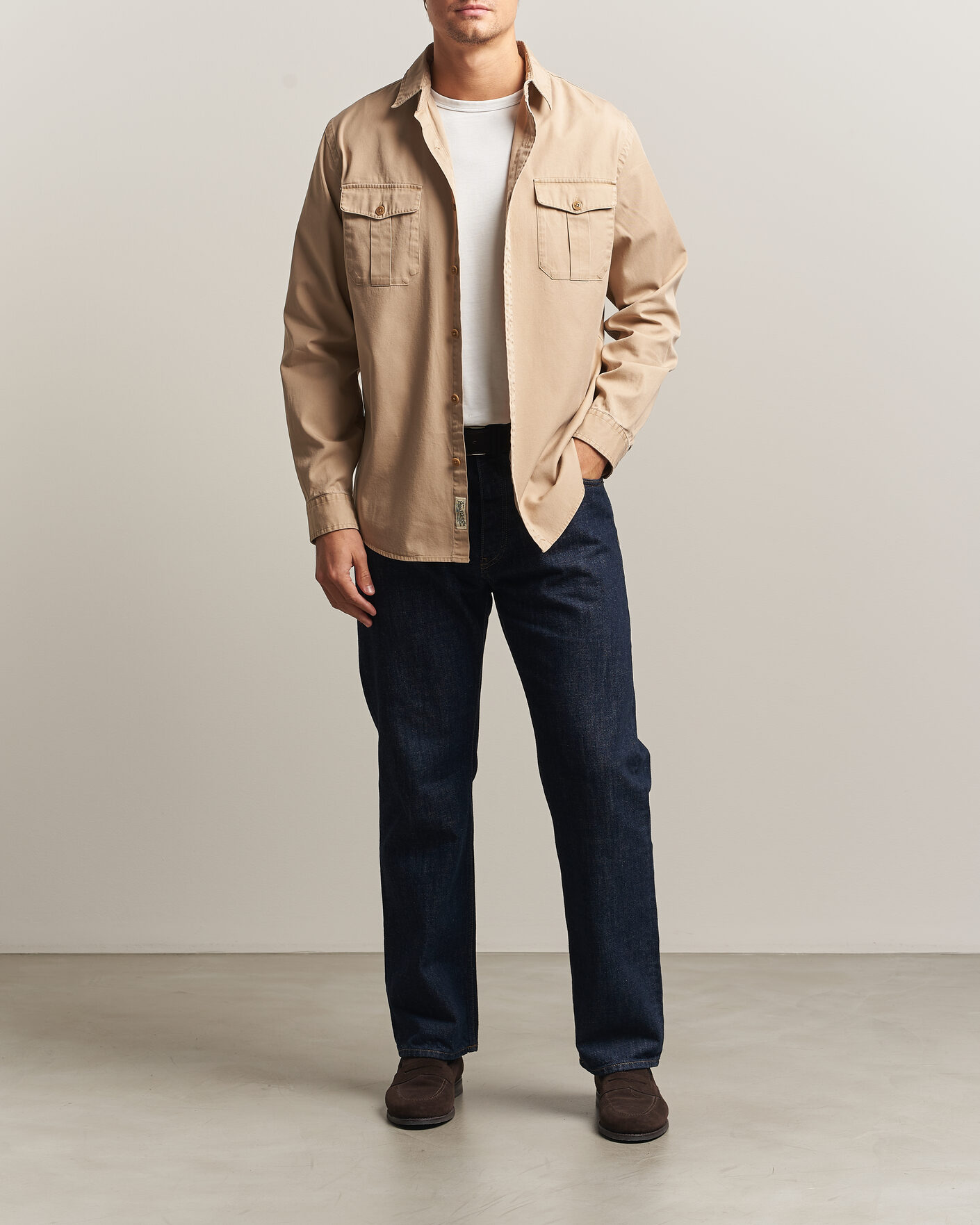 Mies | Kauluspaidat | Polo Ralph Lauren | Litchfield Washed Chino Overshirt Vintage Khaki