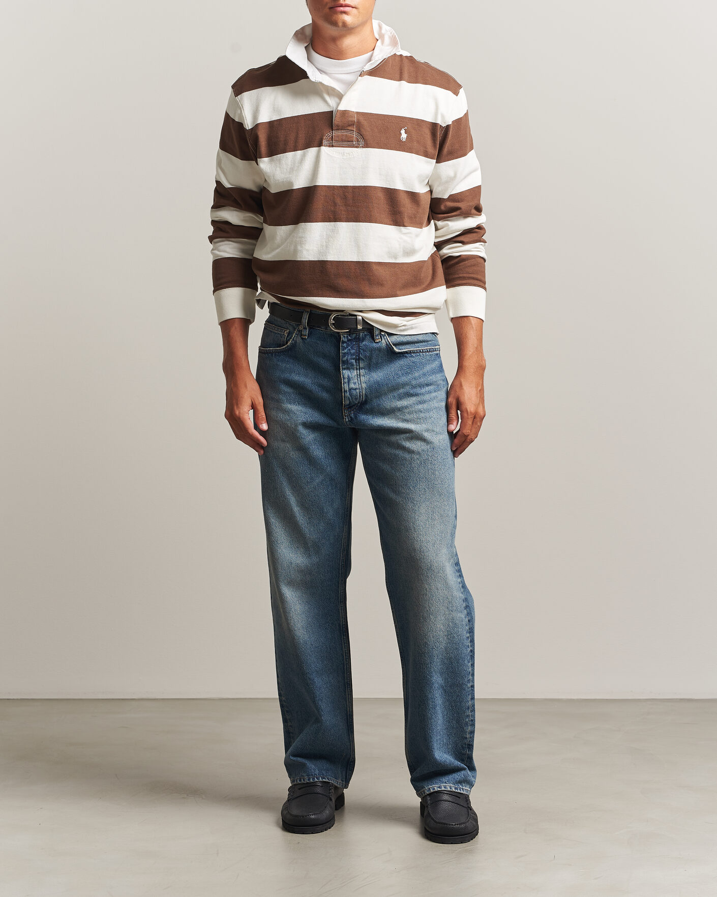 Mies | Puserot | Polo Ralph Lauren | Striped Jersey Rugger Cream/Brown