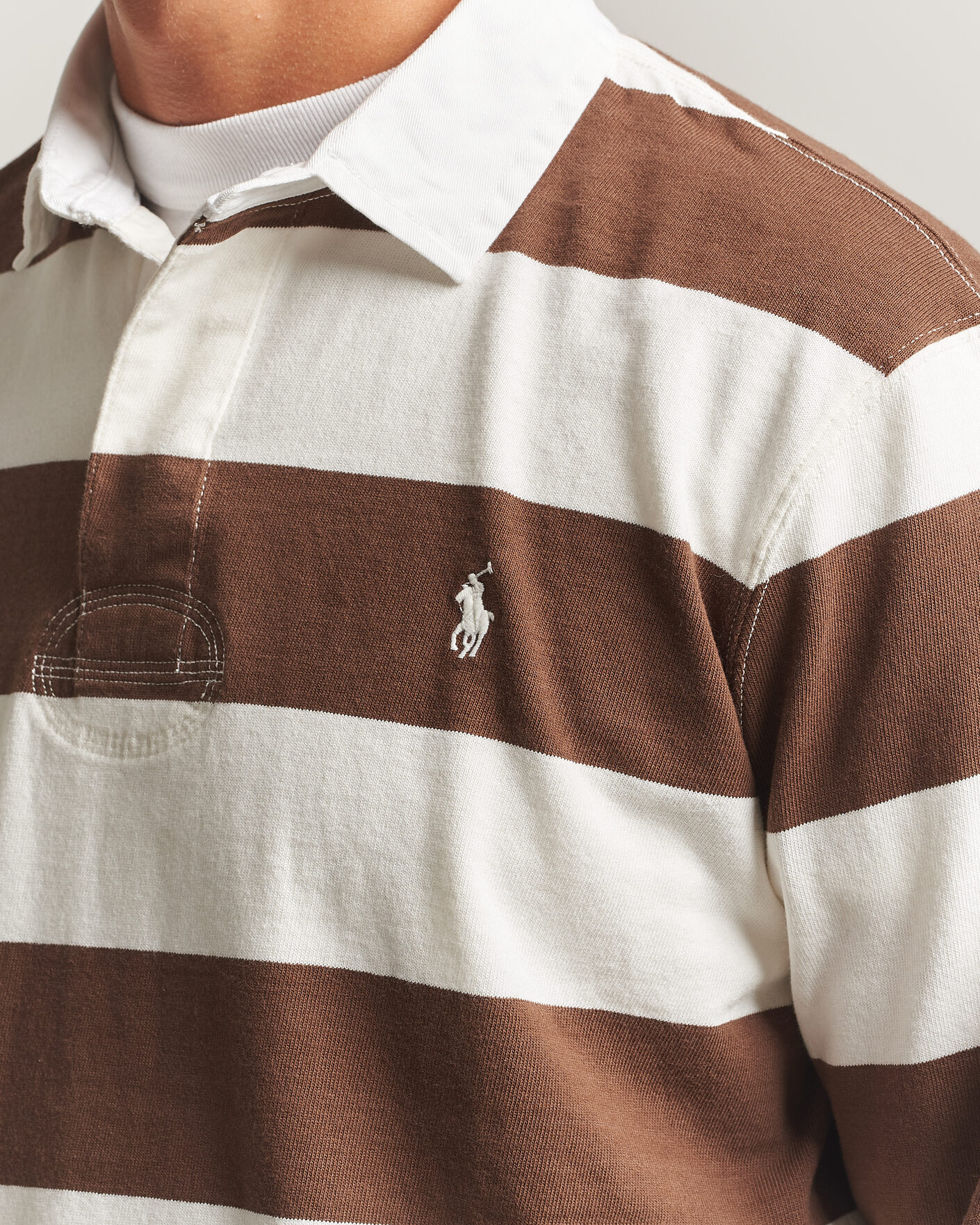 Mies | Puserot | Polo Ralph Lauren | Striped Jersey Rugger Cream/Brown