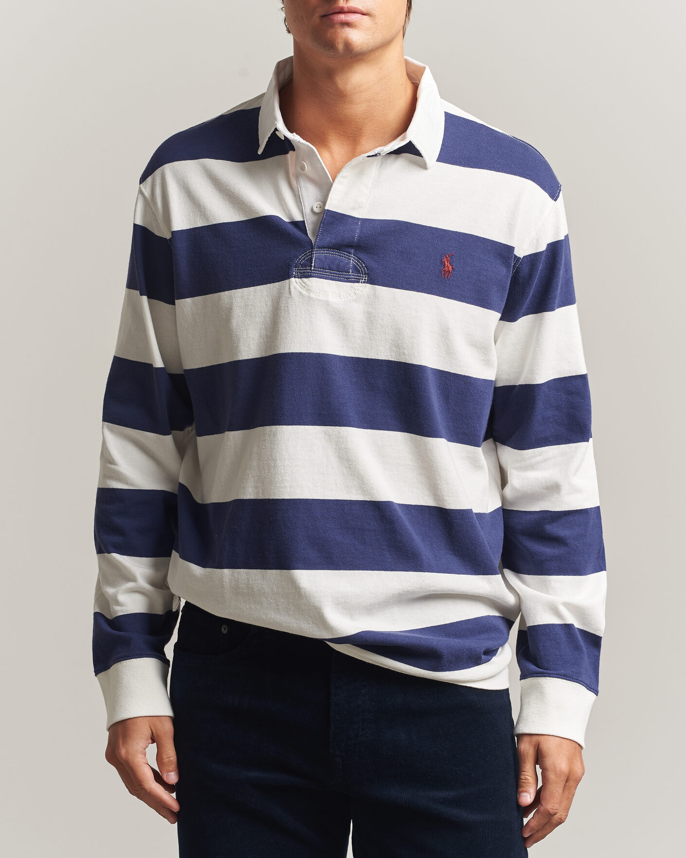 Mies | Puserot | Polo Ralph Lauren | Striped Jersey Rugger Cream/Navy