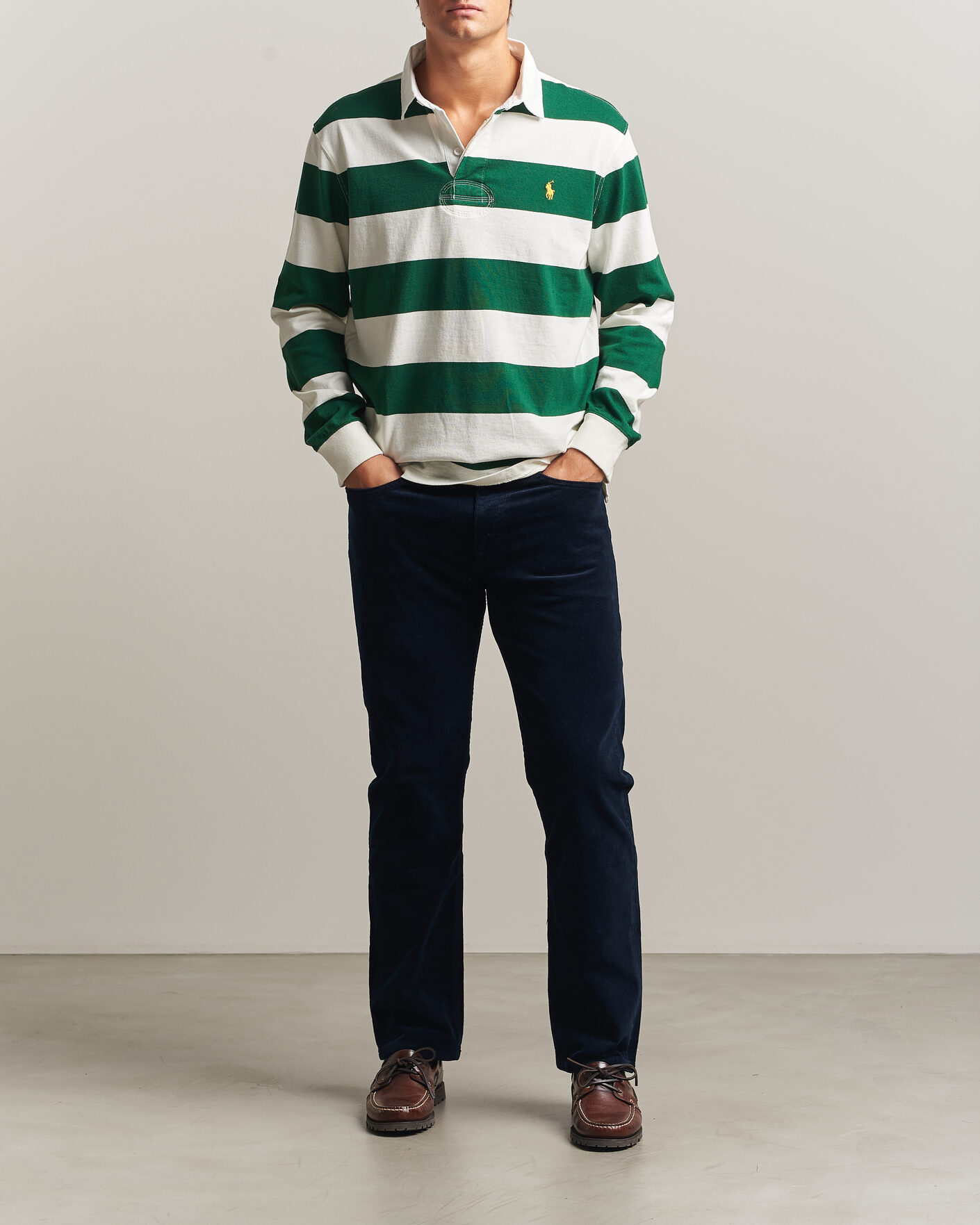 Mies | Puserot | Polo Ralph Lauren | Striped Jersey Rugger Cream/Forest