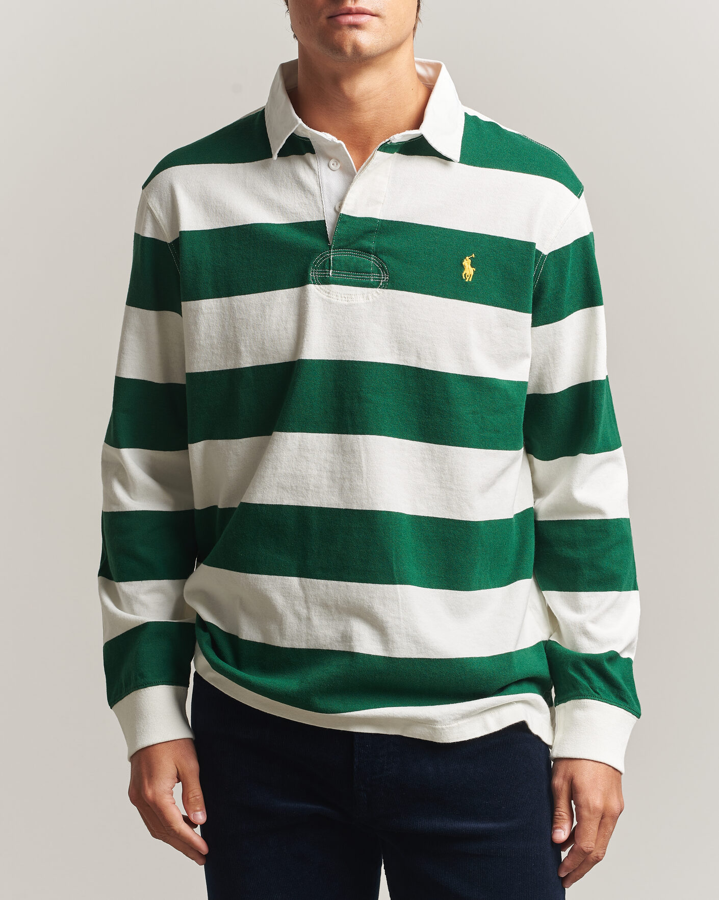 Mies | Puserot | Polo Ralph Lauren | Striped Jersey Rugger Cream/Forest