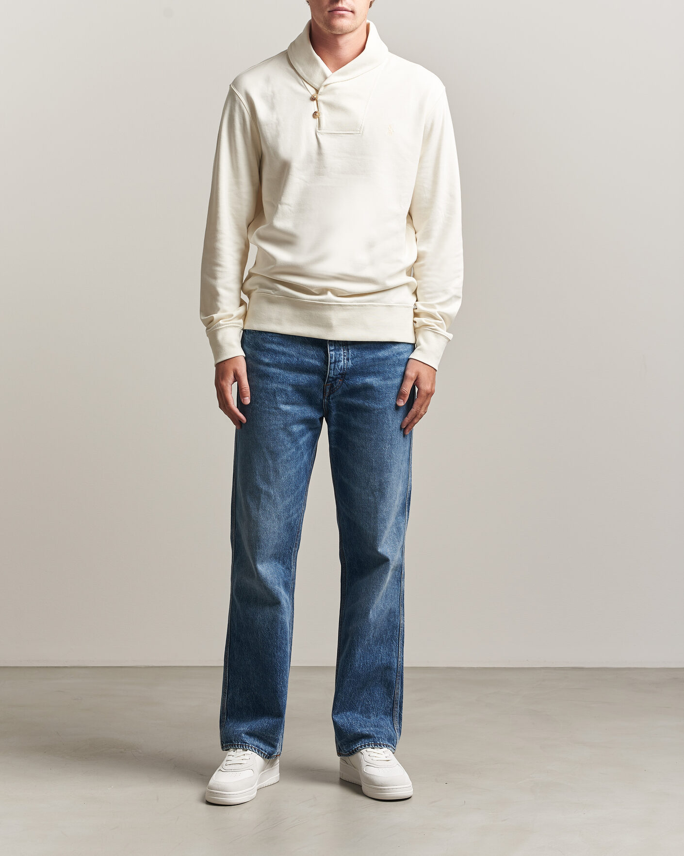 Mies | Puserot | Polo Ralph Lauren | Double Knitted Shawl Collar Sweater Pale Cream