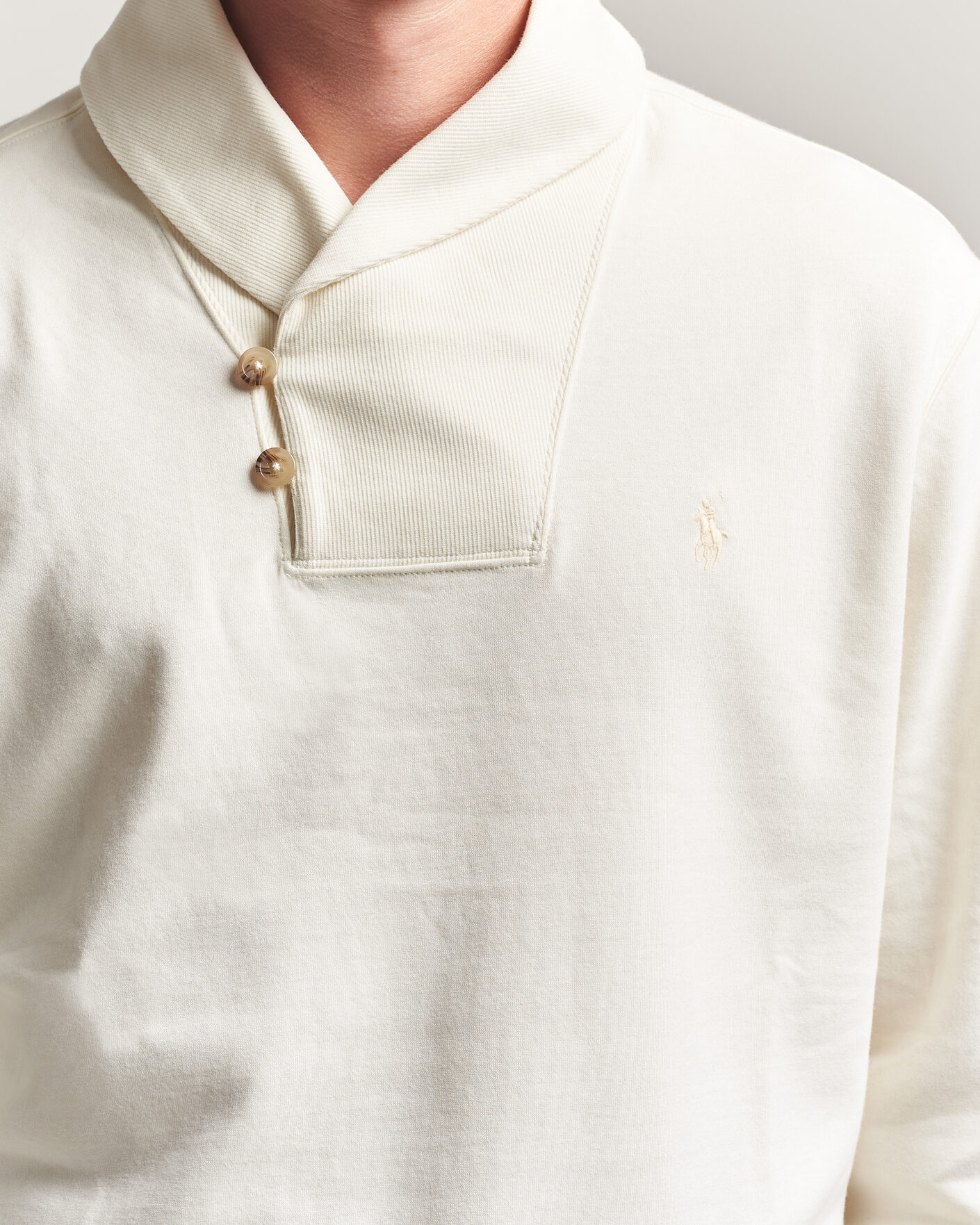 Mies | Puserot | Polo Ralph Lauren | Double Knitted Shawl Collar Sweater Pale Cream