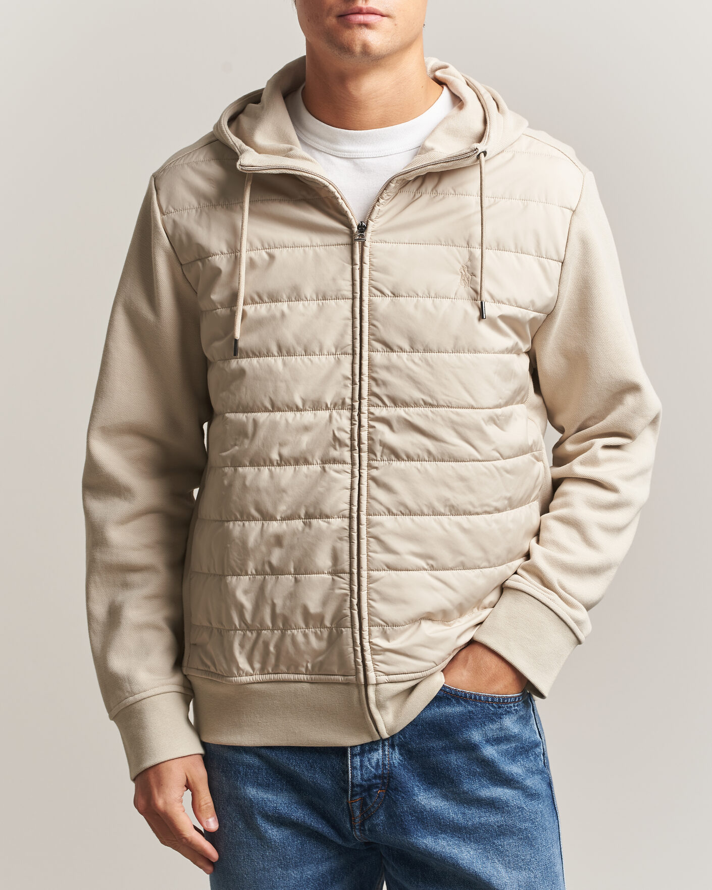 Mies | Puserot | Polo Ralph Lauren | Double Knitted Jaquard Full Zip Hoodie Stoneware Grey