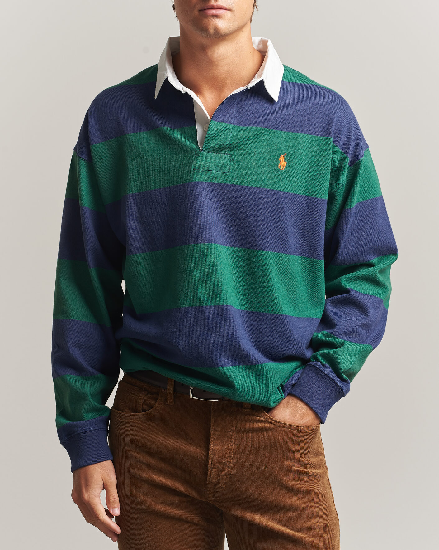 Mies | Puserot | Polo Ralph Lauren | Jersey Knitted Rugby Pullover Green/Cobolt