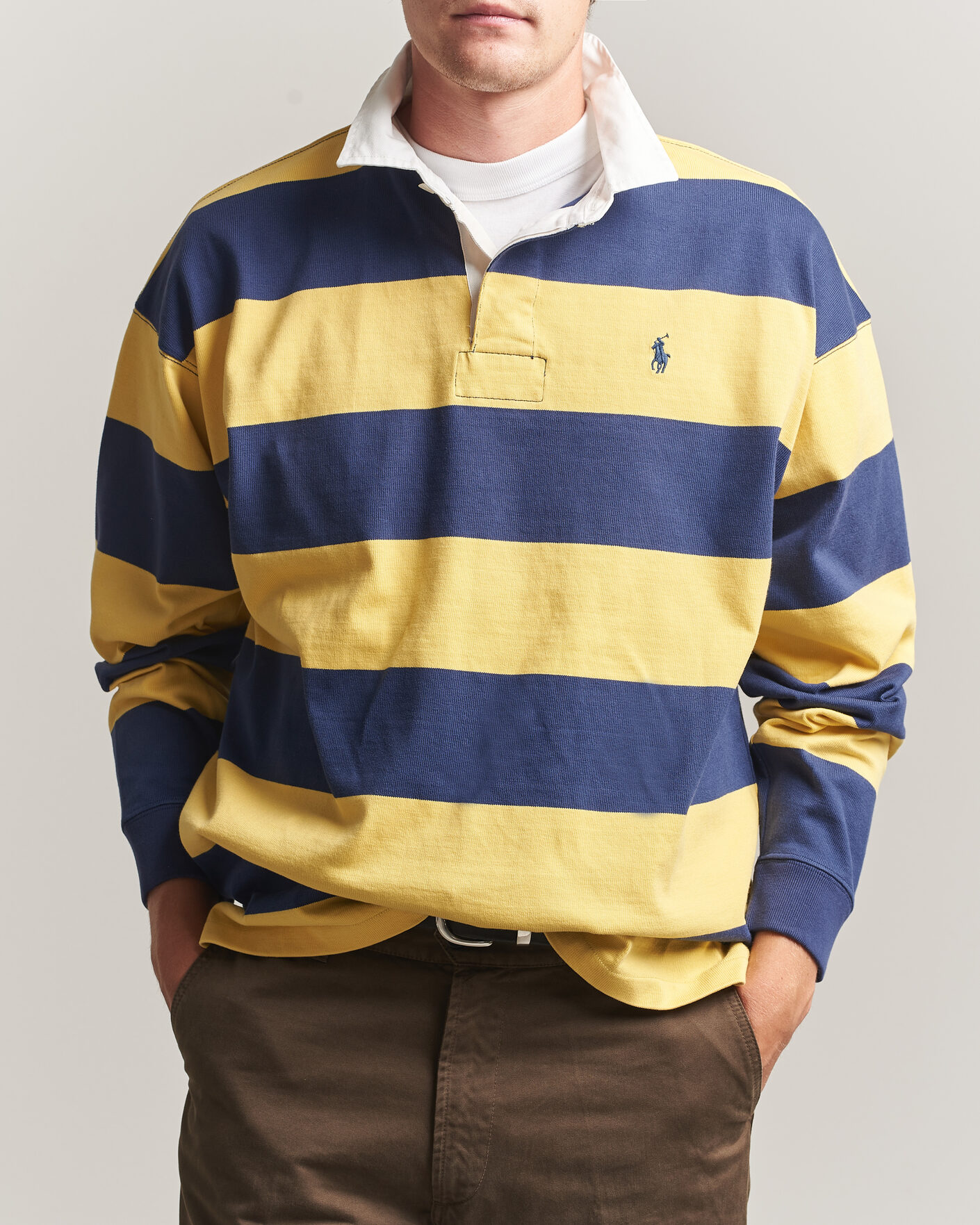 Mies | Puserot | Polo Ralph Lauren | Jersey Knitted Rugby Pullover Yellow/Cobolt
